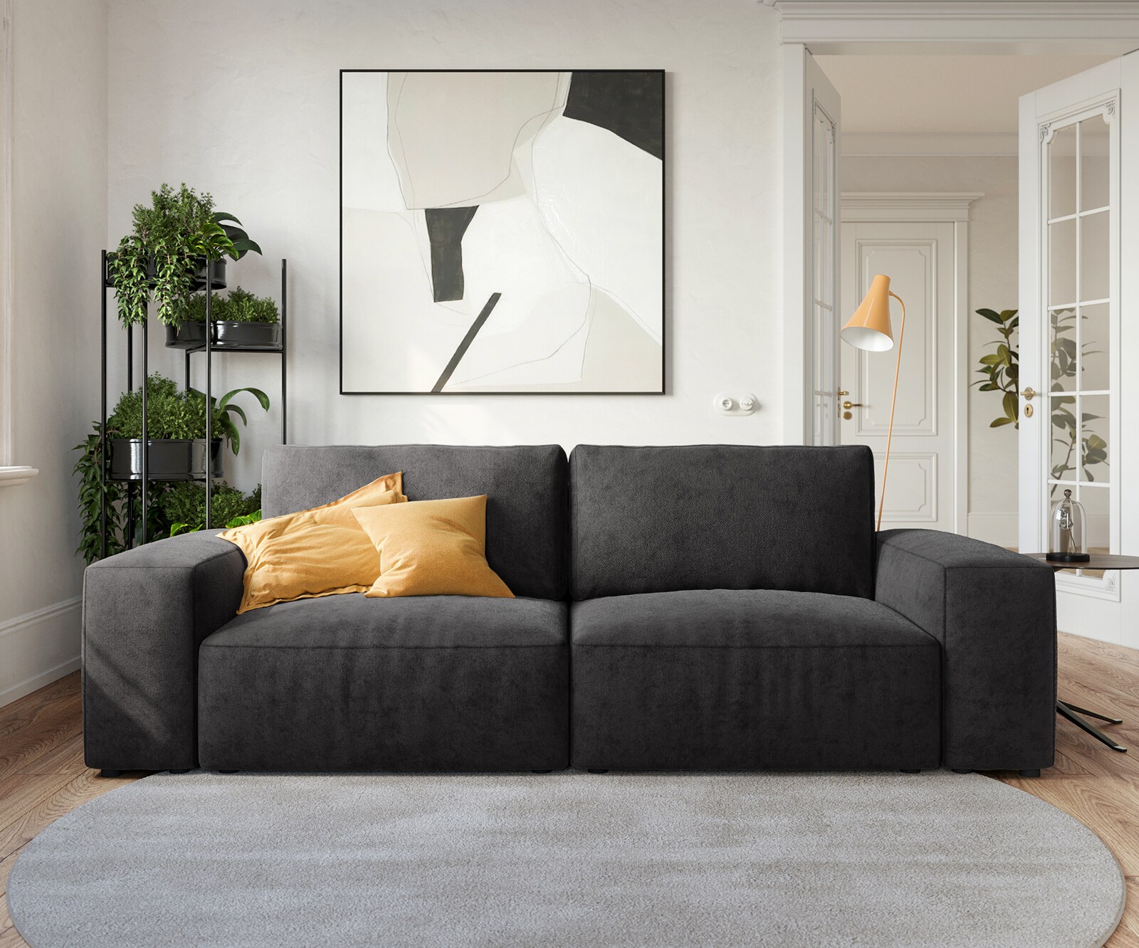 Big-sofa Lanzo 230x95 cm microvezel zwart 1