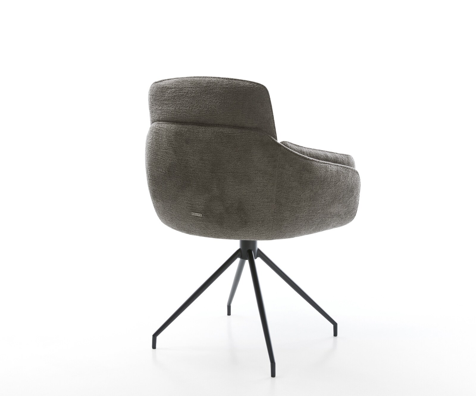 Eetkamerstoel Luan-Flex met armleuning bouclé zacht mud kruisframe conisch zwart 4