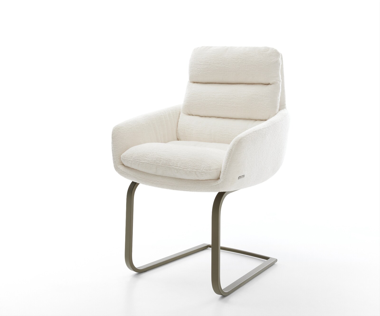 Sledemodel Abelia-Flex met armleuning bouclé zacht beige sledemodel vlak afwerking met titanium 1