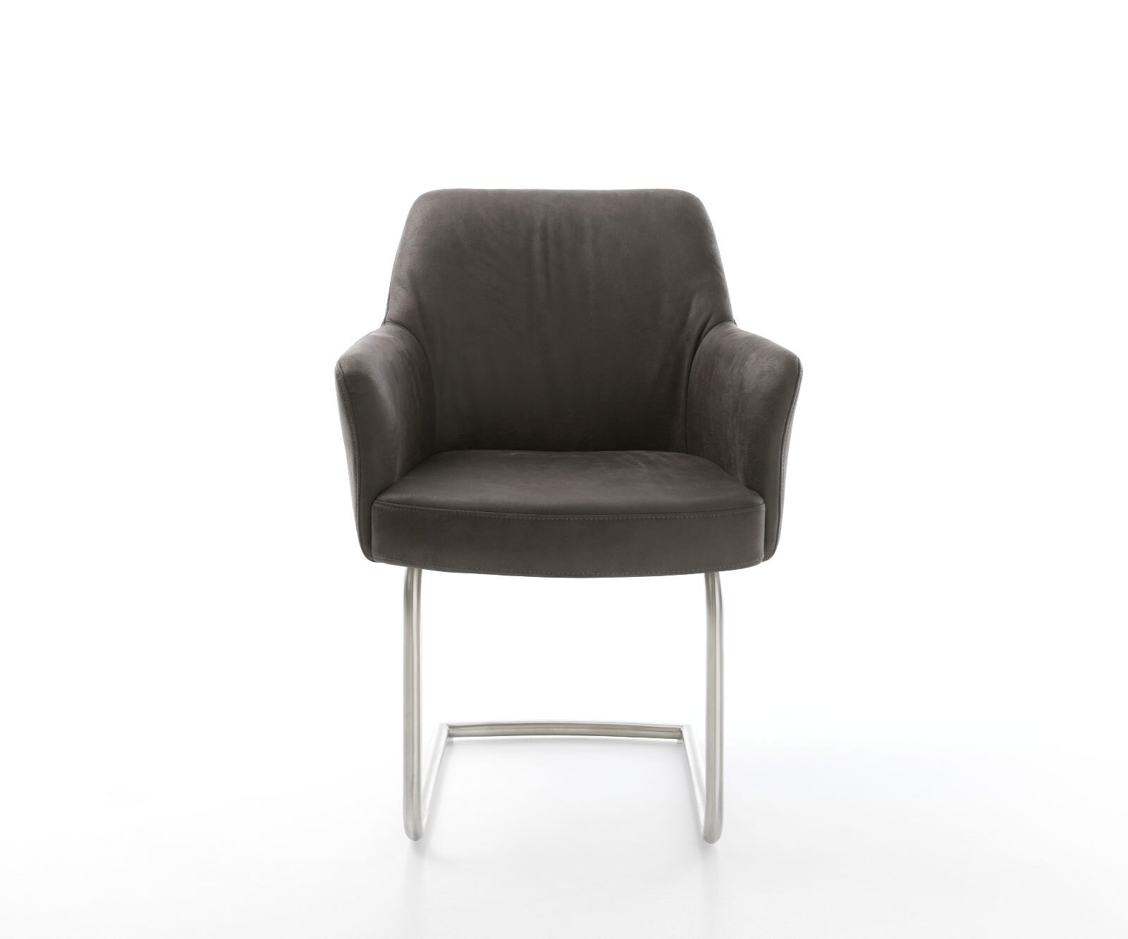 Sledemodel Xana-Flex met armleuning microvelours antraciet vintage sledemodel rond roestvrij staal pocketveer kern 2