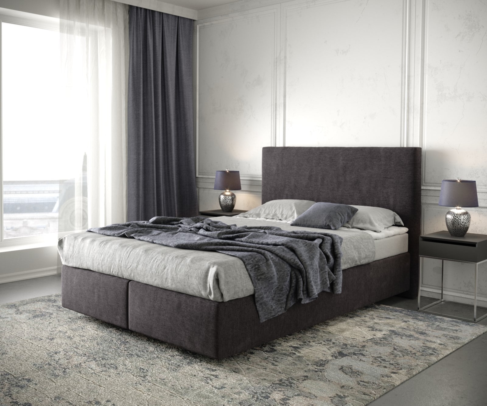 Boxspring-bed Dream-Well 140x200 cm Zwart Microvezel stof Boxspring-bed Dream-Well 140x200 cm Zwart Microvezel stof