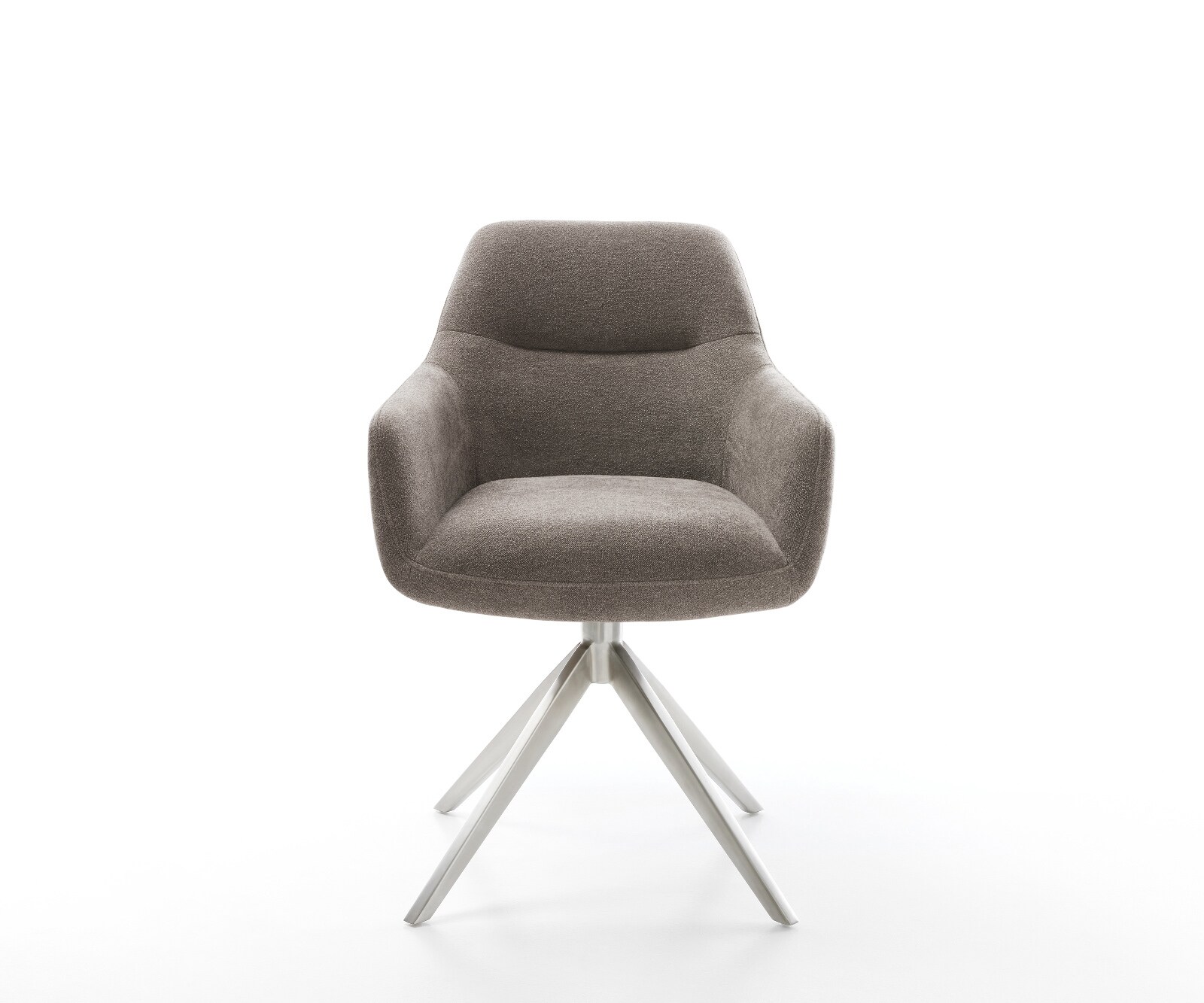 Draaistoel Pejo-Flex zachte stof met structuur taupe kruisframe breed roestvrij staal 360° draaibaar rocker-functie pocketveer kern 1