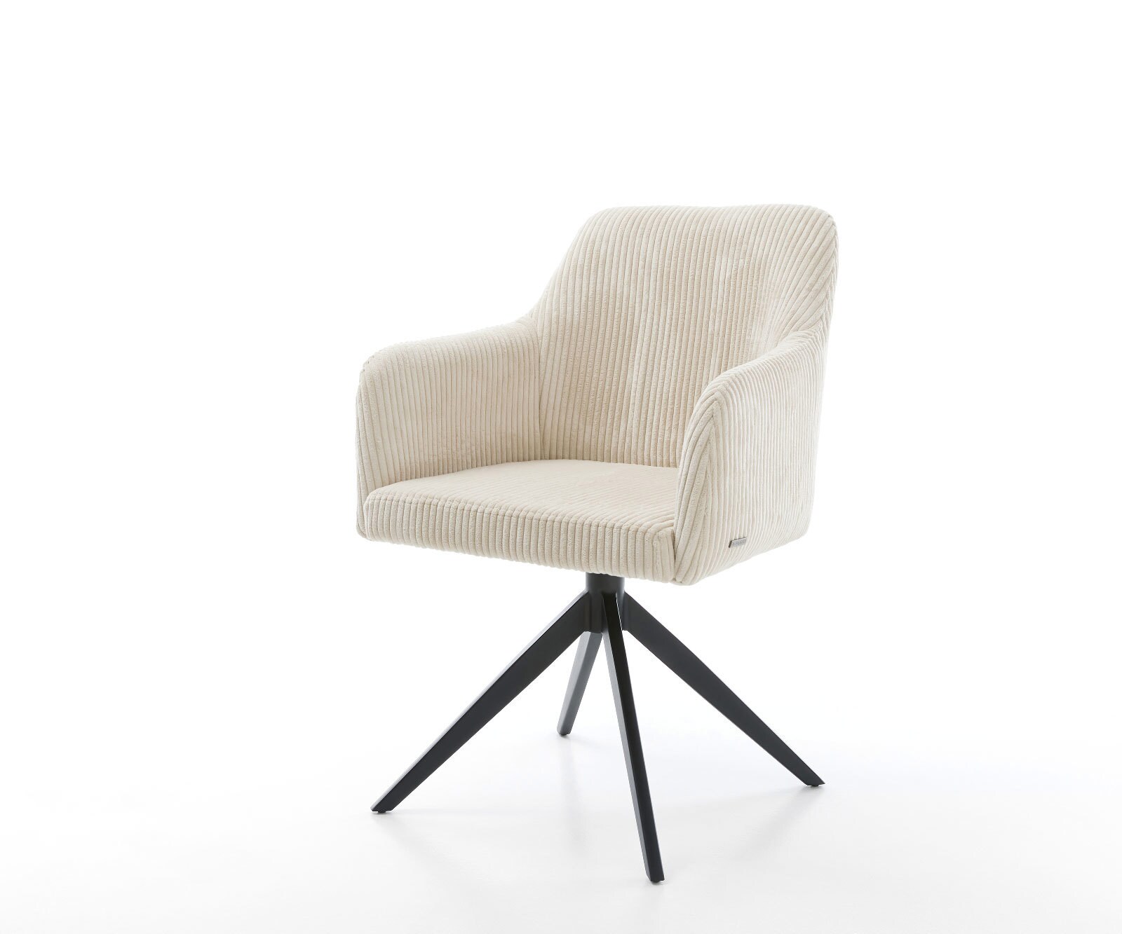 Draaistoel Greg-Flex koord beige kruisframe breed zwart 360° draaibaar rocker-functie pocketveer kern
