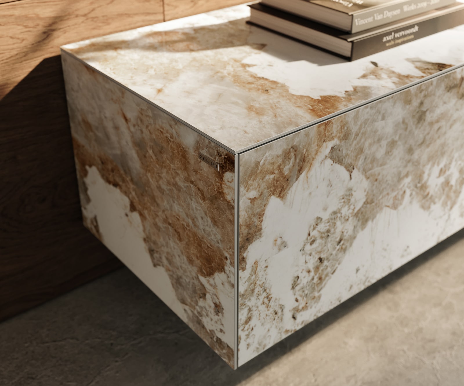 Tv-meubel Cuor 220 cm Keramiek Minas Melange Wit-beige 1 Flap 2 Laden Zwevend 5 Tv-meubel Cuor 220 cm Keramiek Minas Melange Wit-beige 1 Flap 2 Laden Zwevend 5