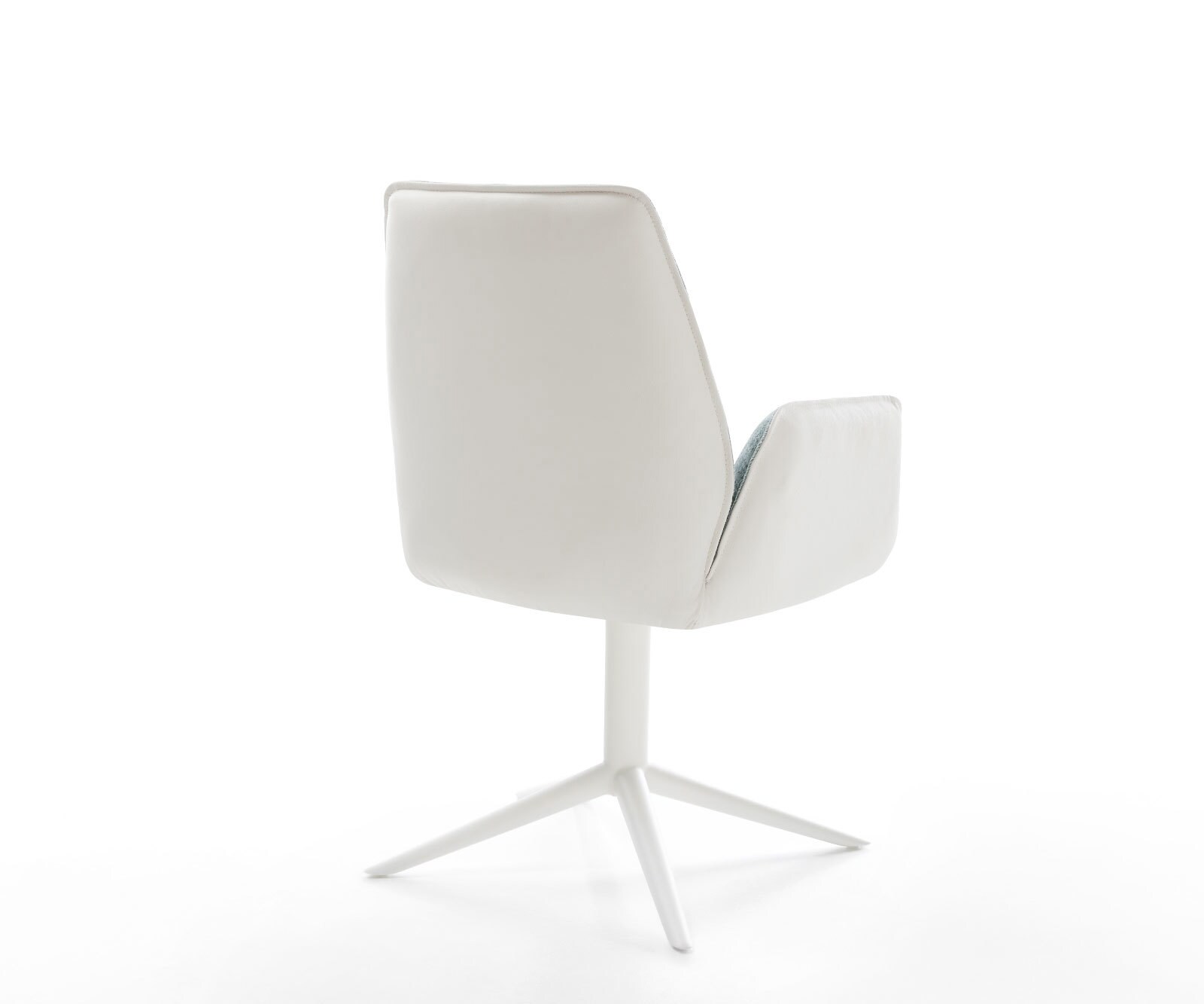 Draaistoel Zoa-Flex materiaalmix echt leer wit-pastelblauw kruispoot wit 360° draaibaar rocker-functie pocketveer kern 4