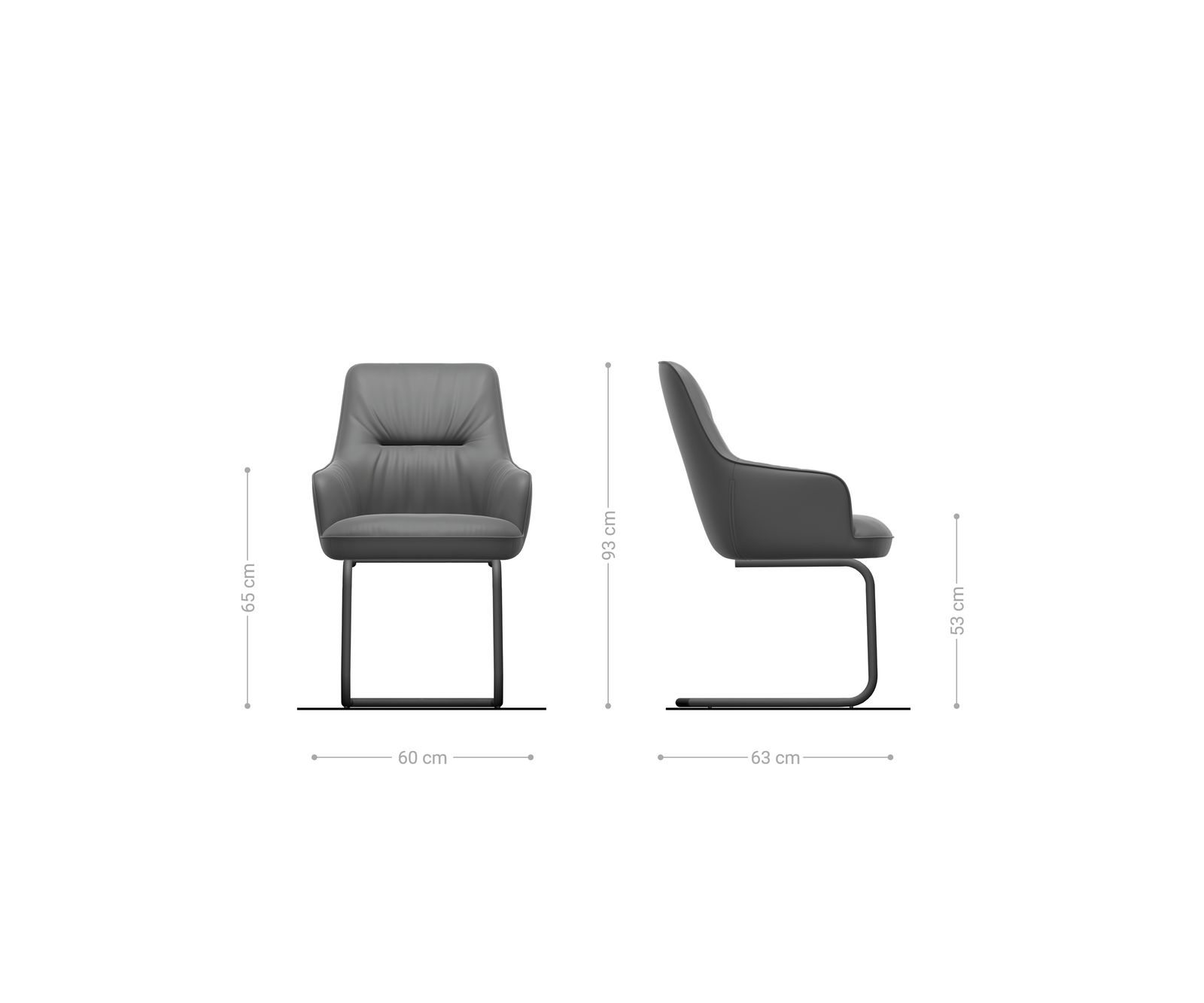 Sledemodel Zelia-Flex met armleuning echt leer zwart sledemodel rond zwart pocketveer kern 6
