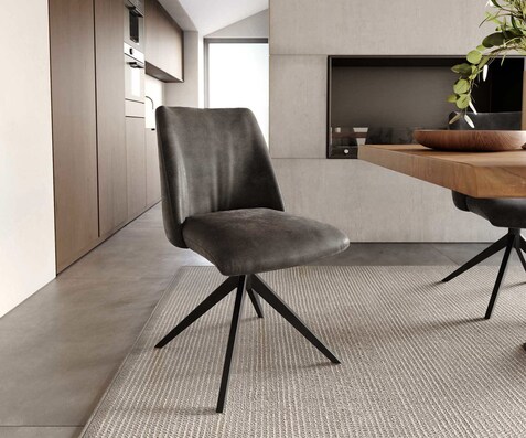Draaistoel Elso-Flex microvelours antraciet vintage kruisframe breed zwart 360° draaibaar pocketveer kern