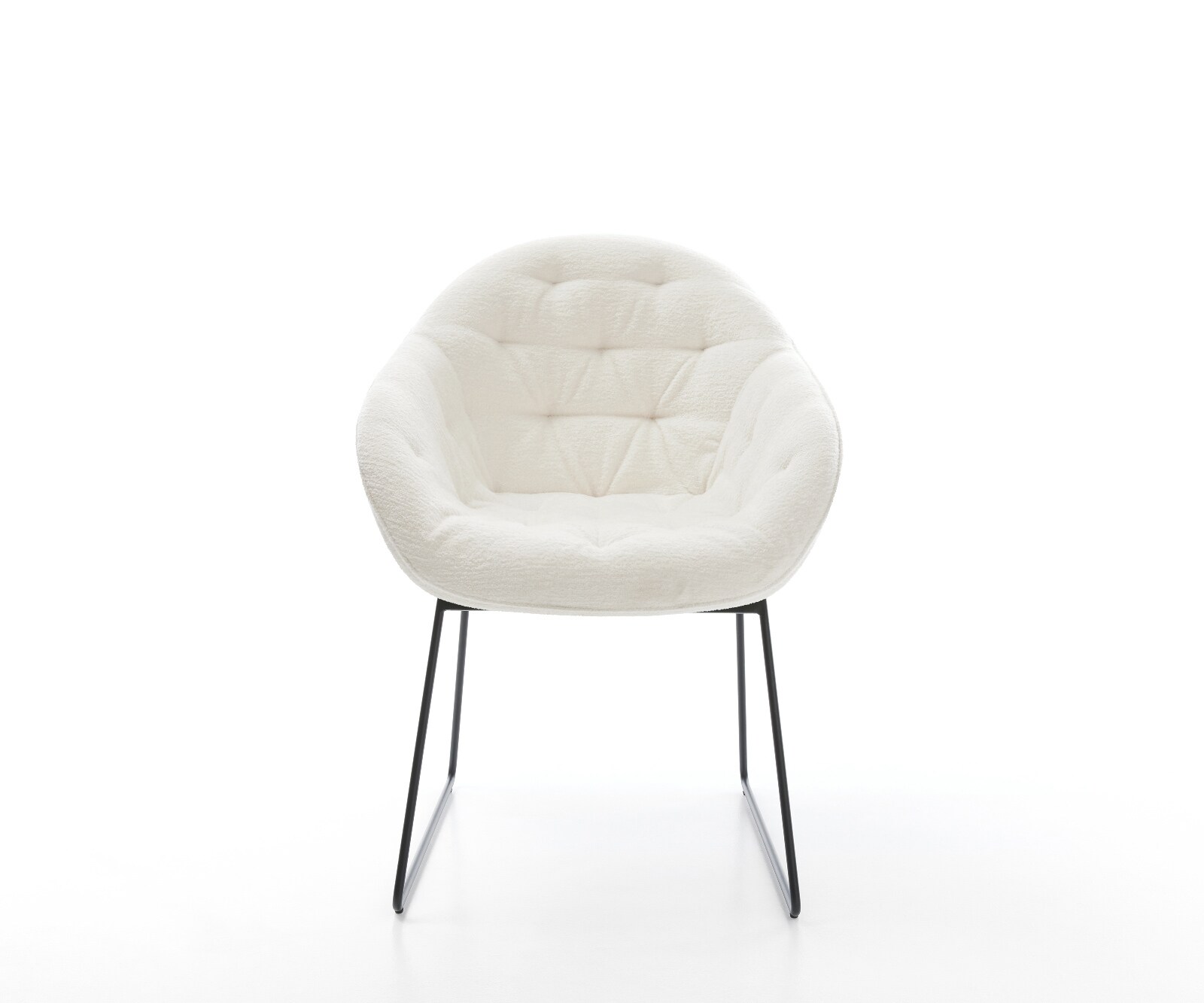 Eetkamerstoel Gaio-Flex bouclé zacht beige slipframe zwart 1