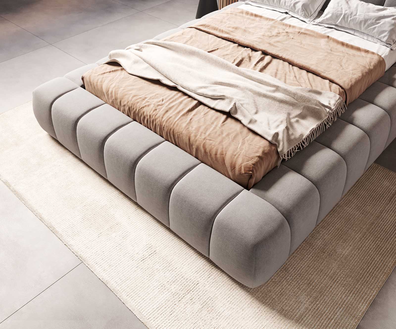 Cutio gestoffeerd bed 140x200 cm microvezel grijs 5