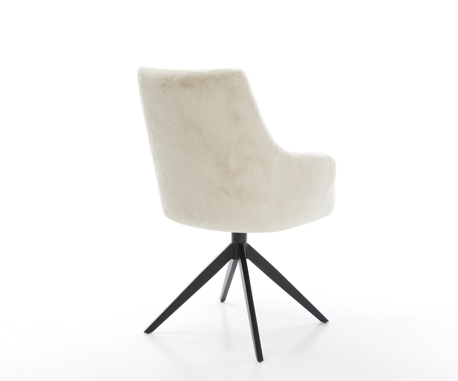Draaistoel Alja-Flex met armleuning pluchen crème-wit kruisframe breed zwart 360° draaibaar rocker-functie pocketveer kern 4