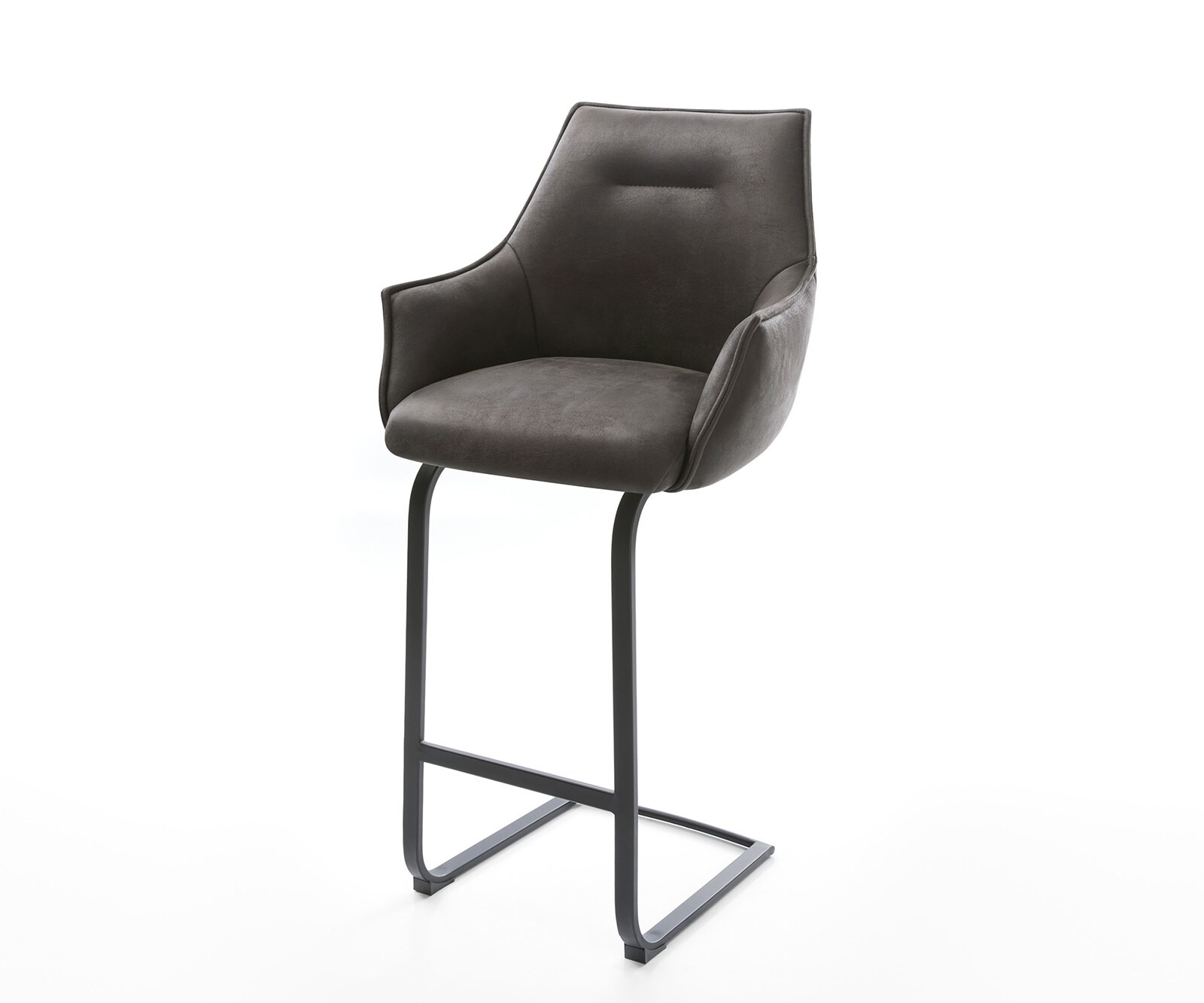 Barstoel Alja-Flex microvezel antraciet vintage sledestoel vlak metaal zwart pocketvering