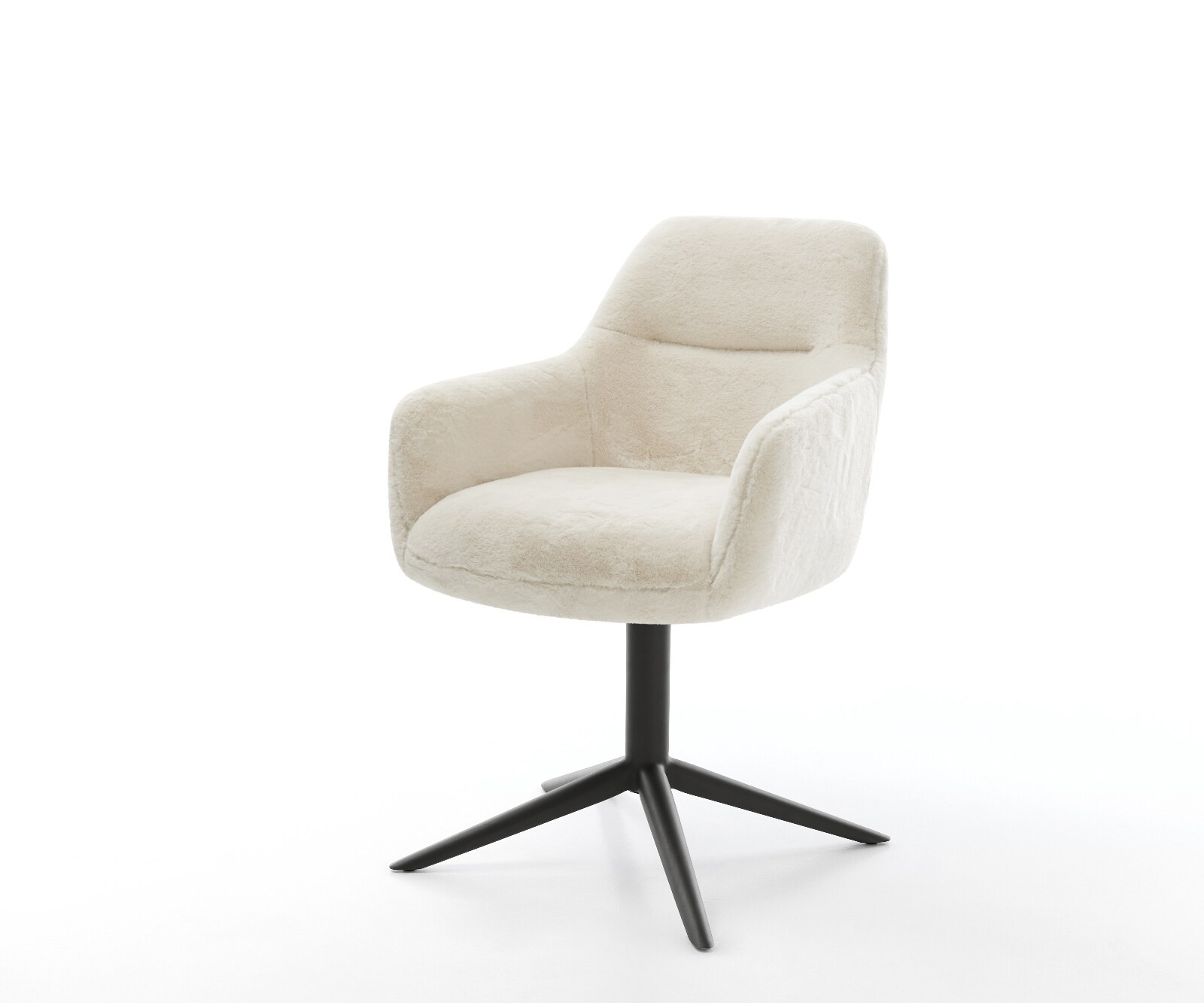 Draaistoel Pejo-Flex pluchen crème-wit kruispoot zwart 360° draaibaar rocker-functie pocketveer kern 1