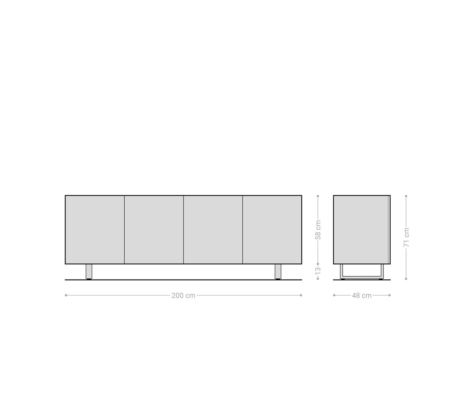 Dressoir Ashara 200 cm eiken natuur 3D-effect 4 deuren met metalen onderstel zwart 5