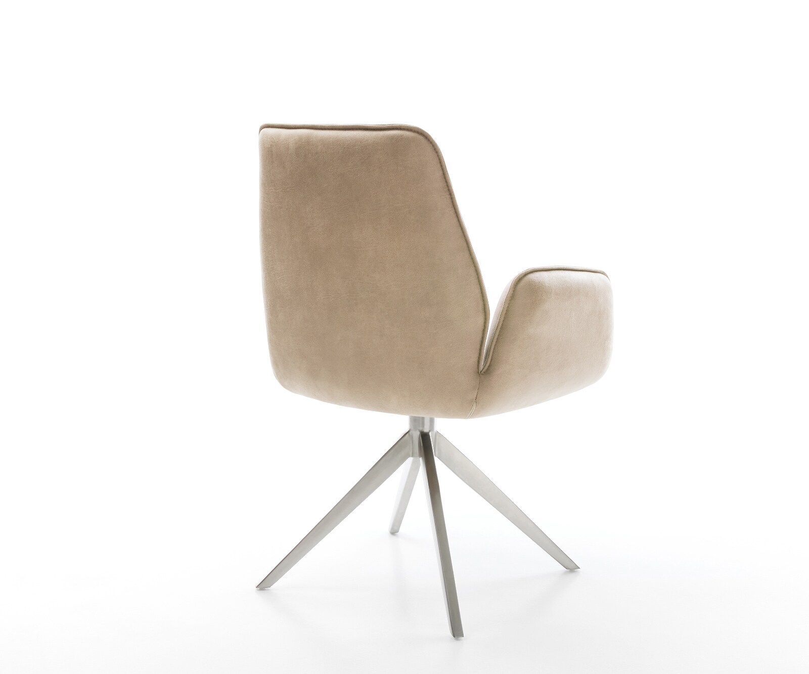 Draaistoel Zoa-Flex microvelours beige vintage kruisframe breed roestvrij staal 360° draaibaar rocker-functie pocketveer kern 5