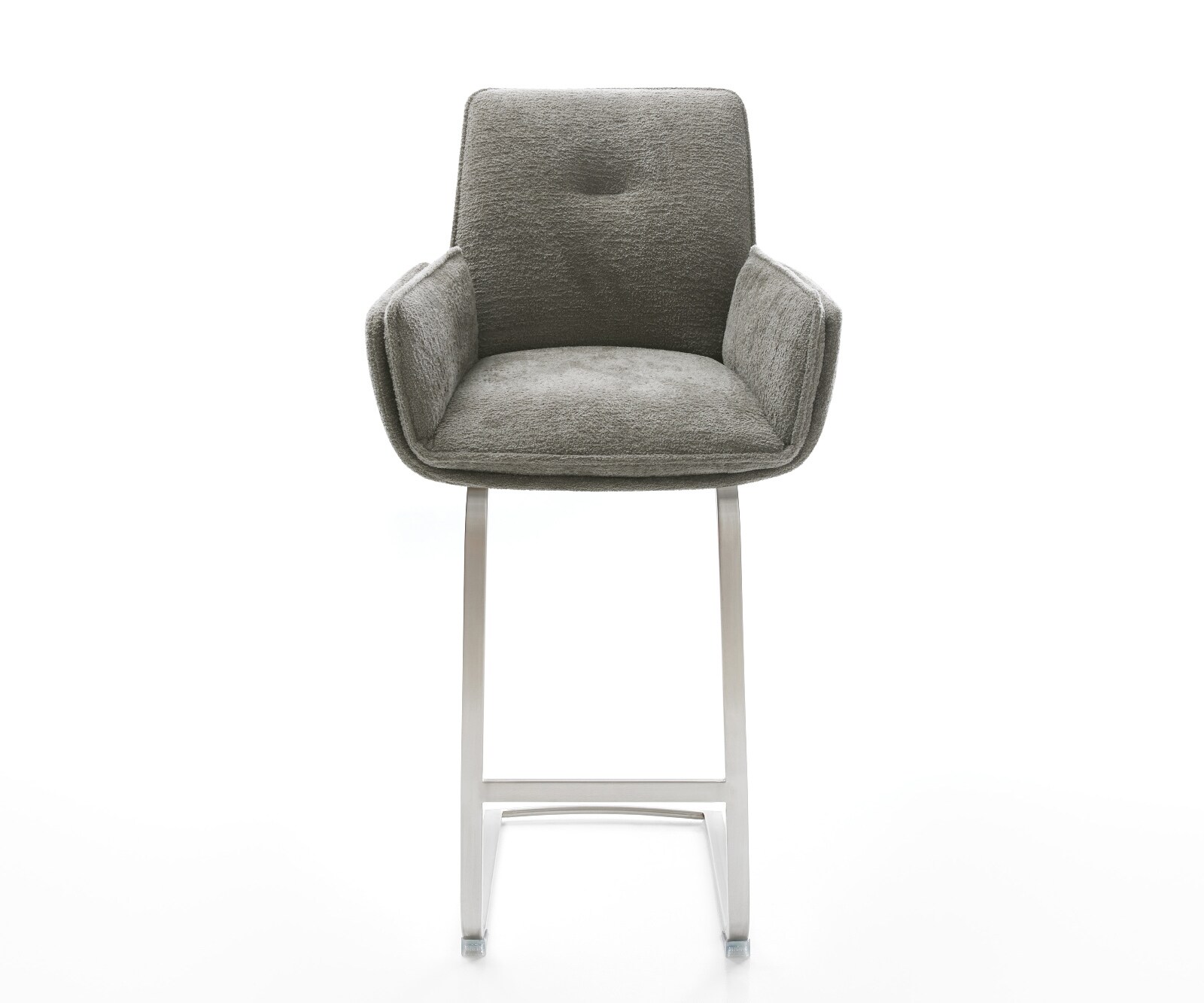 Barstoel Nela-Flex Bouclé zacht Mud Vrijkantelframe plat roestvrij staal Zilver 2