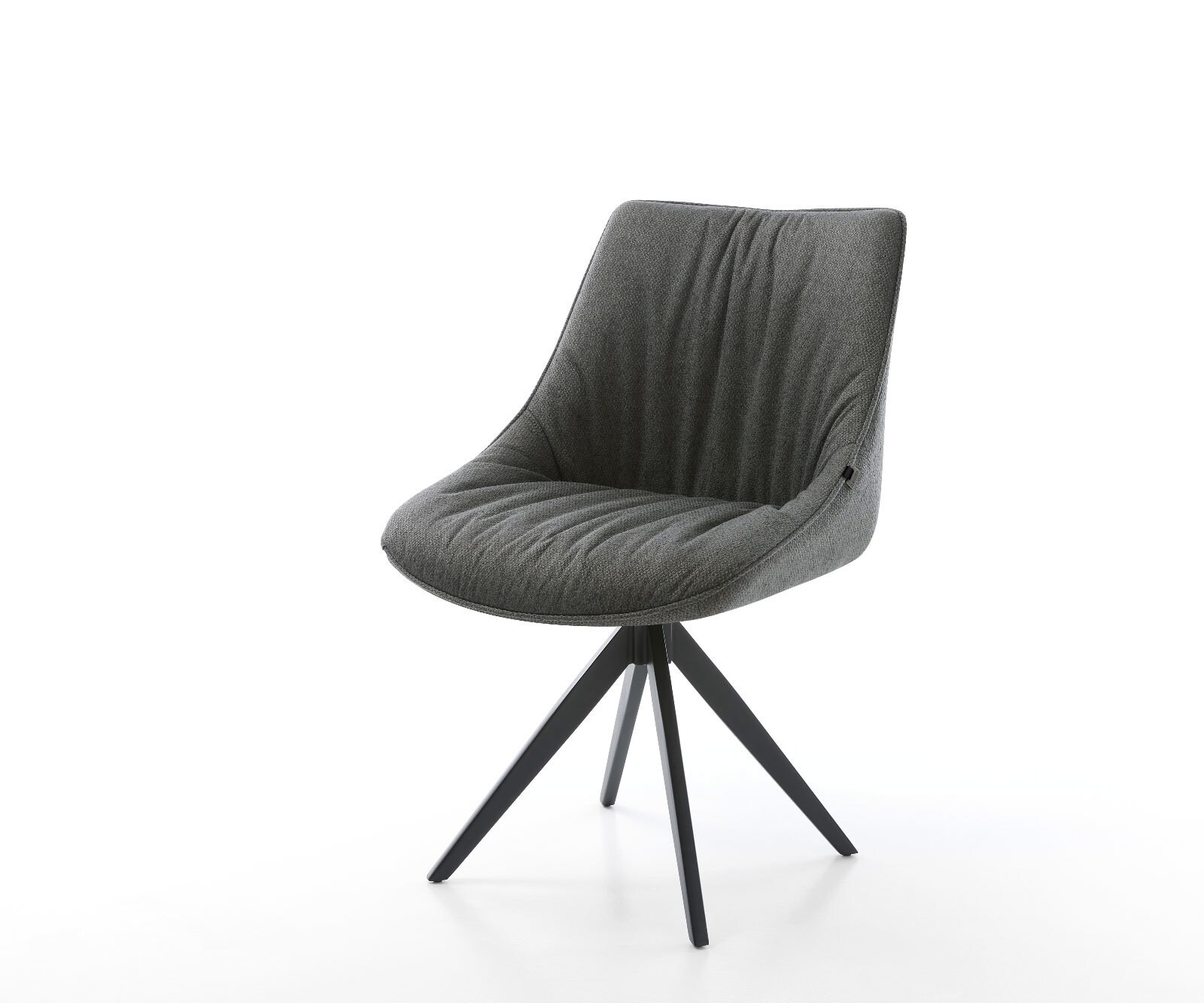 Draaistoel Elda-Flex structuurstof antraciet kruisframe hoekig zwart 180° draaibaar
