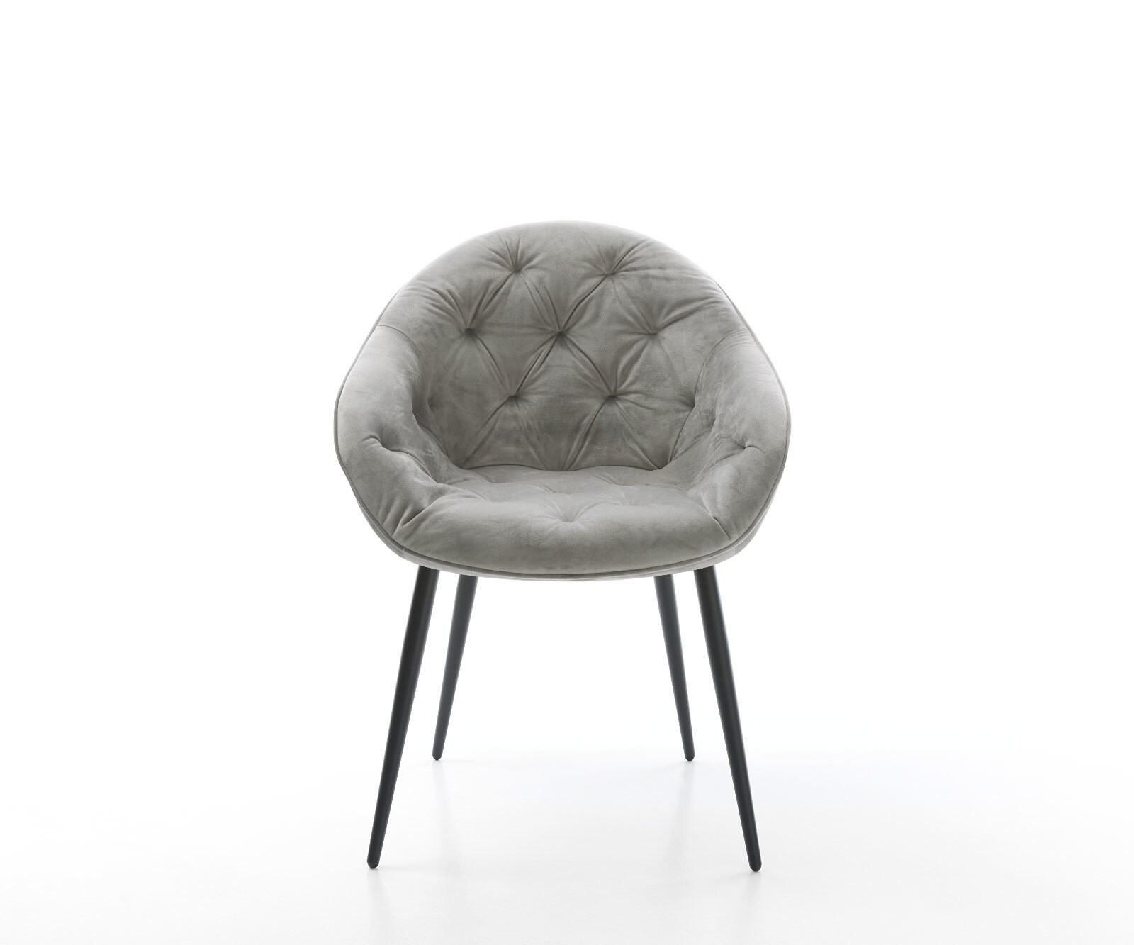 Eetkamerstoel Gaio-Flex fluweel grijs 4-poot conisch zwart 1 Eetkamerstoel Gaio-Flex fluweel grijs 4-poot conisch zwart 1