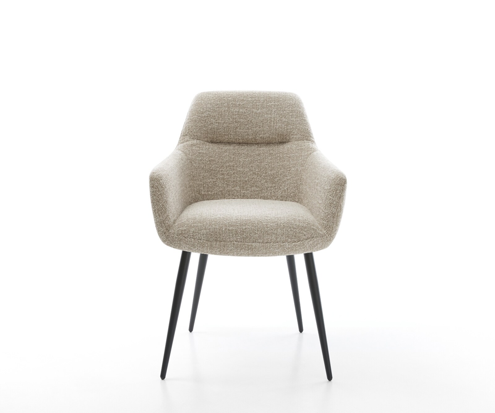 Eetkamerstoel Pejo-Flex geweven stof beige 4-poot conisch zwart pocketveer kern 2