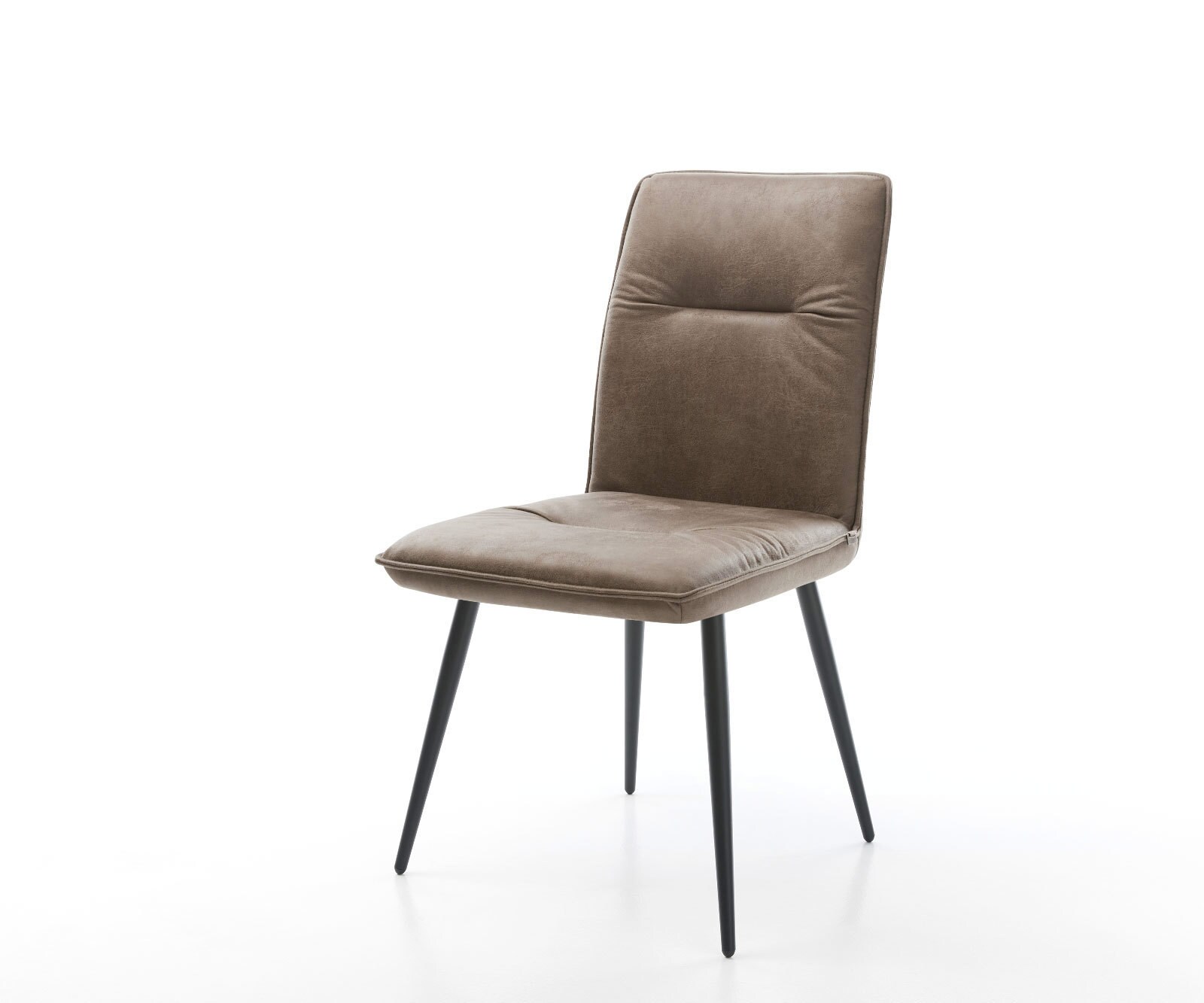 Eetkamerstoel Vinjo-Flex microvelours taupe vintage 4-poot conisch zwart Eetkamerstoel Vinjo-Flex microvelours taupe vintage 4-poot conisch zwart