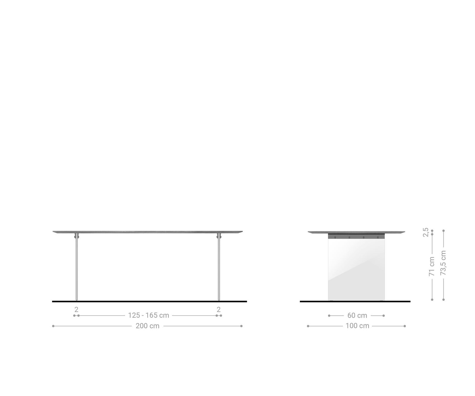 Eettafel Edge 200x100 cm acacia natuur frame verre Zwitserse rand 4 Eettafel Edge 200x100 cm acacia natuur frame verre Zwitserse rand 4