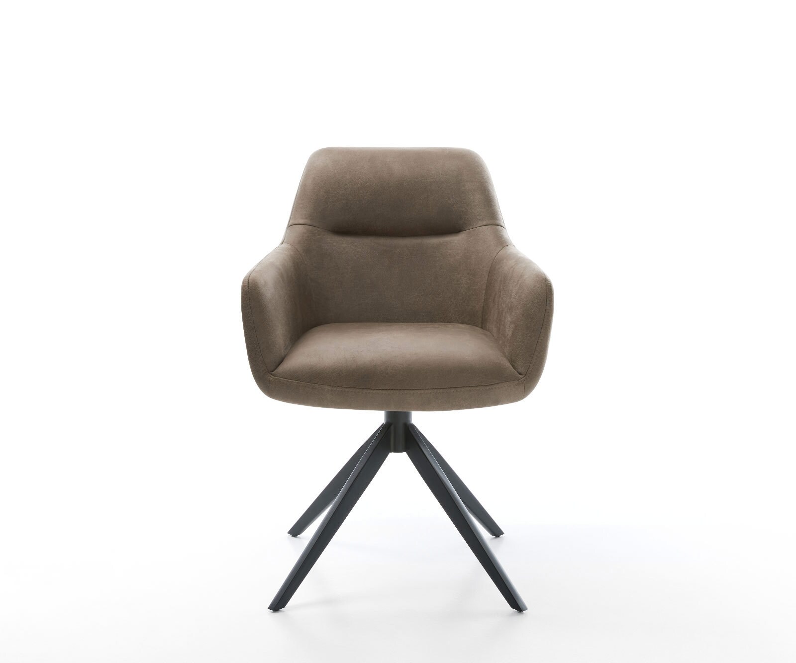 Draaistoel Pejo-Flex microvelours taupe vintage kruisframe breed zwart 360° draaibaar rocker-functie pocketveer kern 1