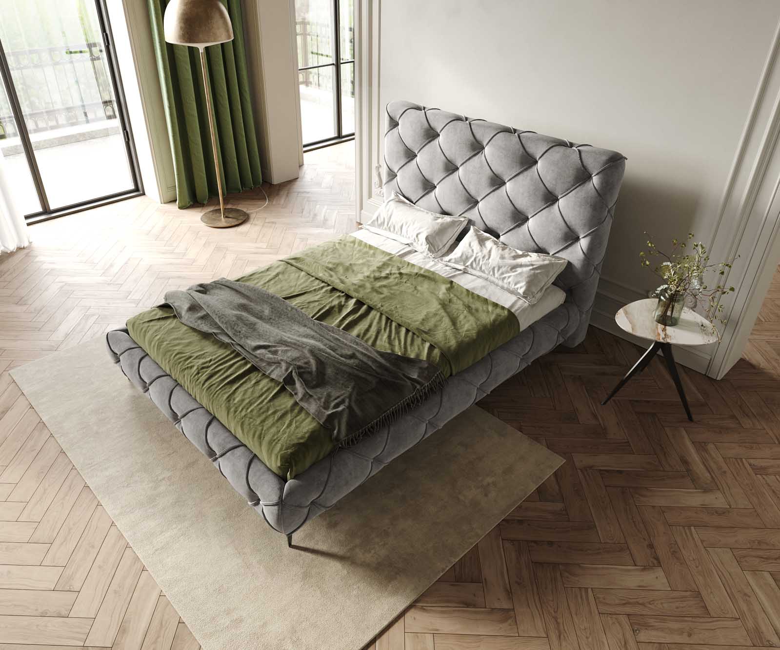 Bedframe Nayara 140x200 cm microvezel grijs 3