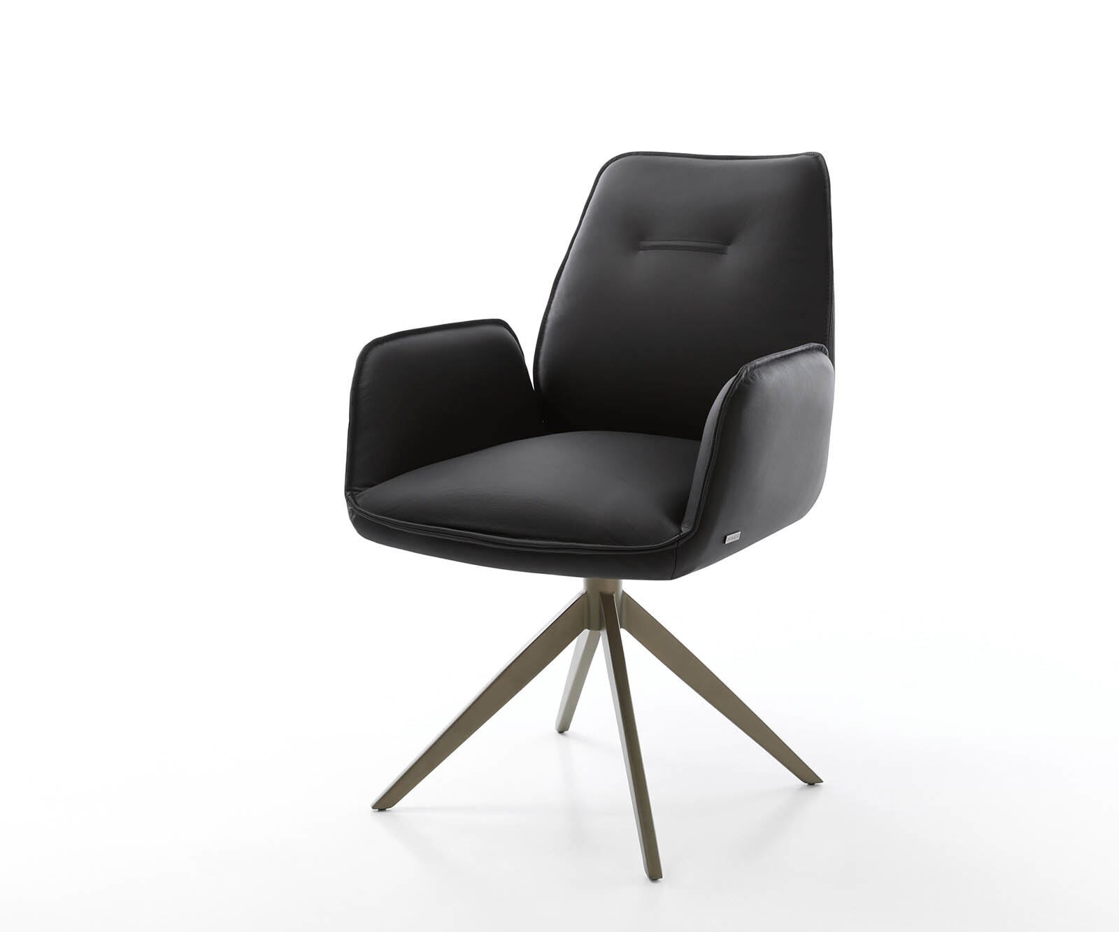 Draaistoel Zoa-Flex echt leer zwart kruisframe breed afwerking met titanium 360° draaibaar pocketveer kern