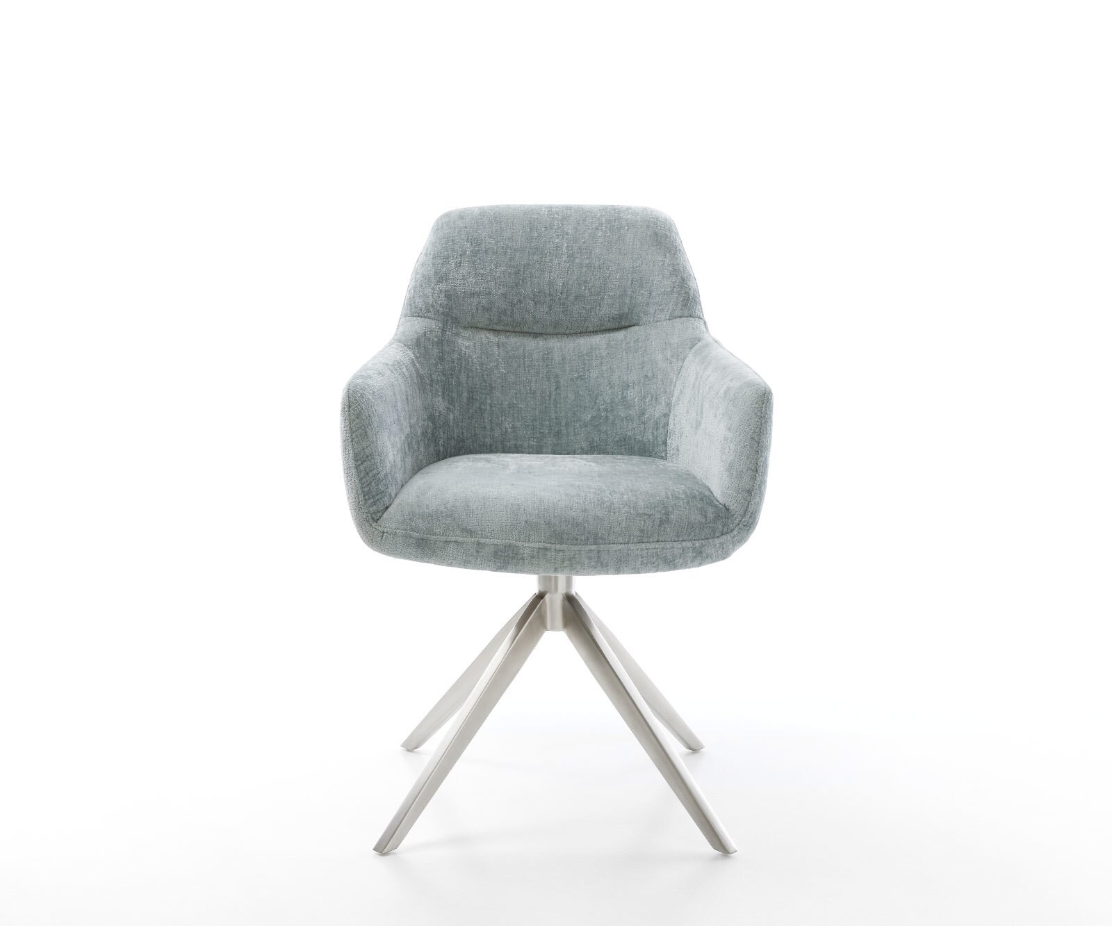 Draaistoel Pejo-Flex chenille pastelblauw kruisframe breed roestvrij staal 360° draaibaar rocker-functie pocketveer kern 1