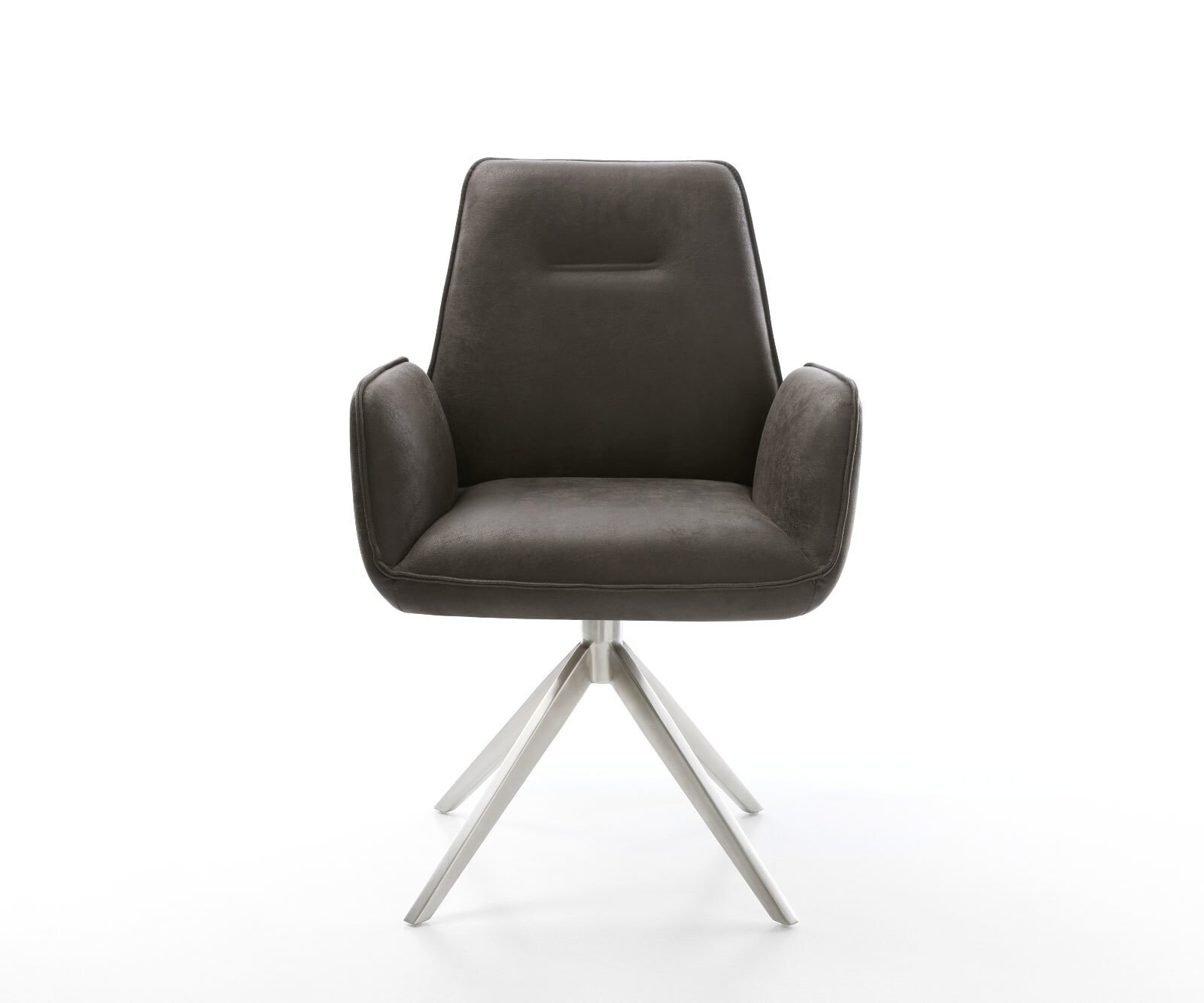 Eetkamerstoel Zoa-Flex microvelours antraciet vintage kruisframe breed roestvrij staal pocketveer kern 2