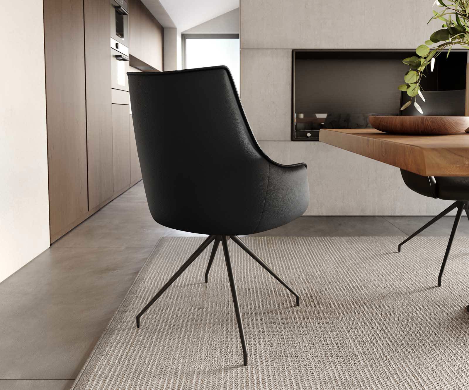 Draaistoel Alja-Flex met armleuning echt leer zwart kruisframe conisch zwart 180° draaibaar pocketveer kern 3 Draaistoel Alja-Flex met armleuning echt leer zwart kruisframe conisch zwart 180° draaibaar pocketveer kern 3