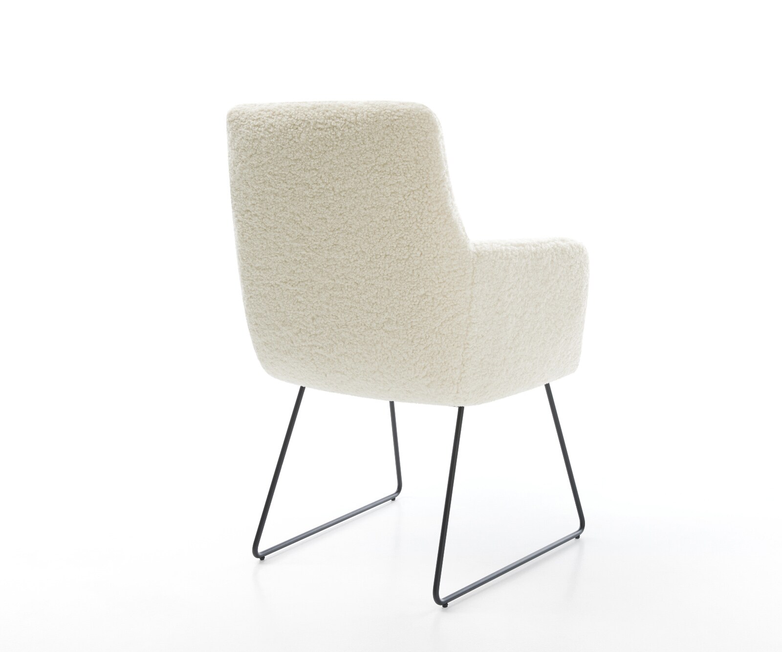 Eetkamerstoel Heira-Flex met armleuning teddy beige slipframe zwart pocketveer kern 5
