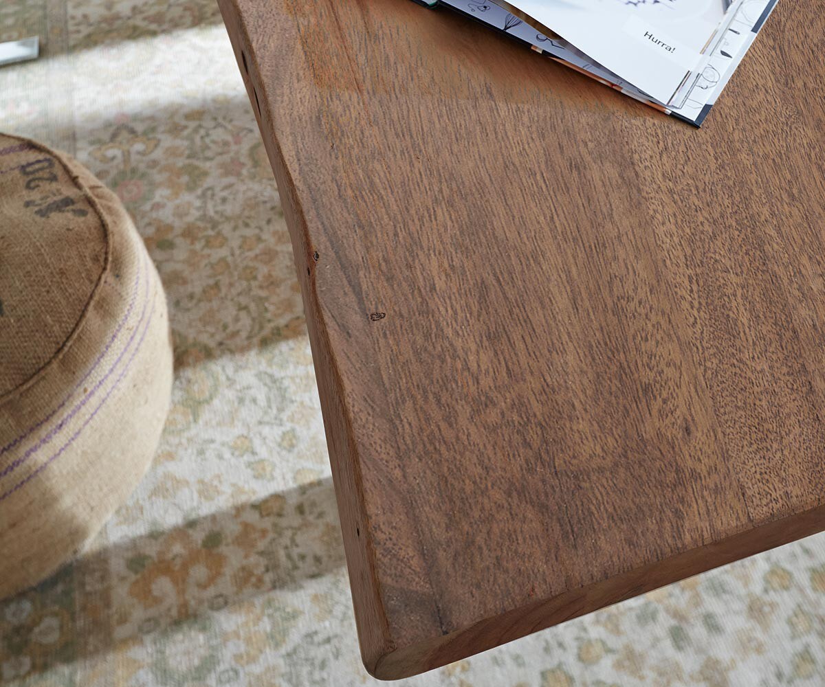 Eettafel Edge 300x100 acacia bruin roestvrijstaal breed Live-Edge 4