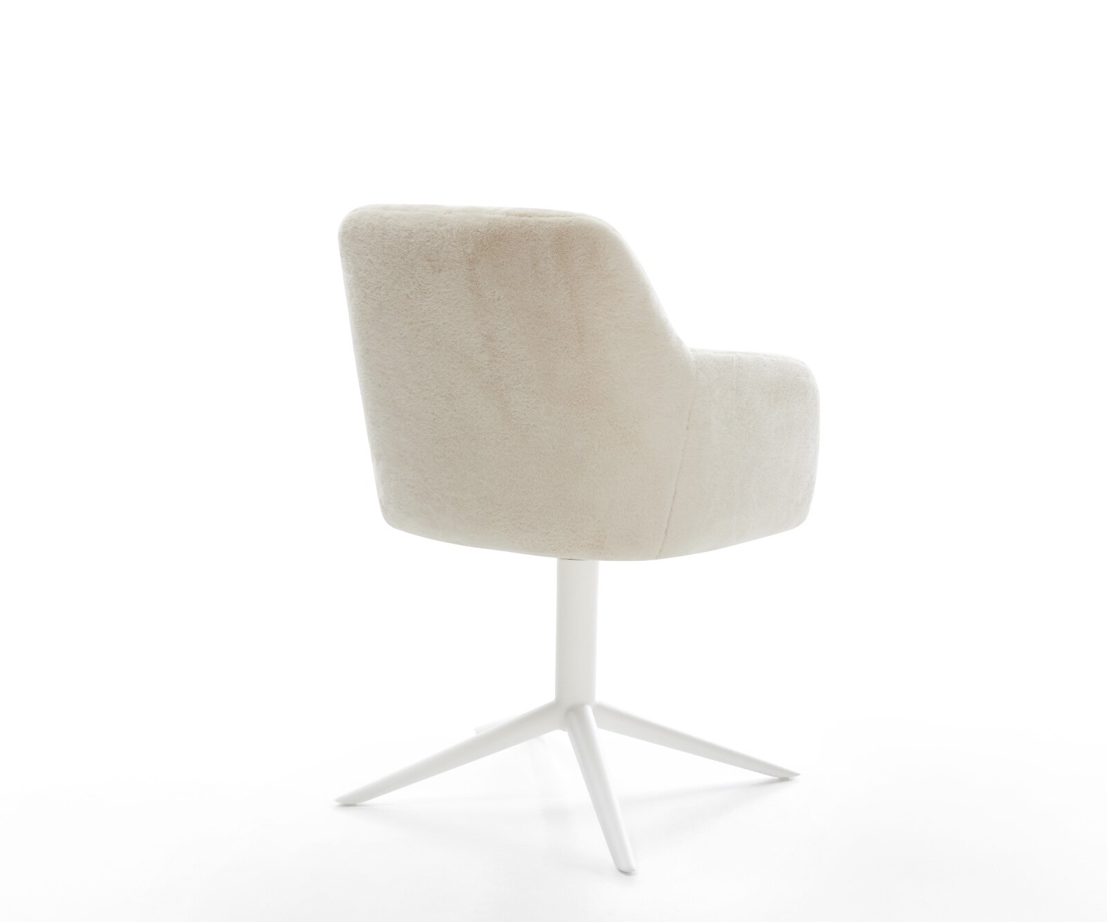 Draaistoel Greg-Flex pluchen crème-wit kruispoot wit 360° draaibaar rocker-functie pocketveer kern 5