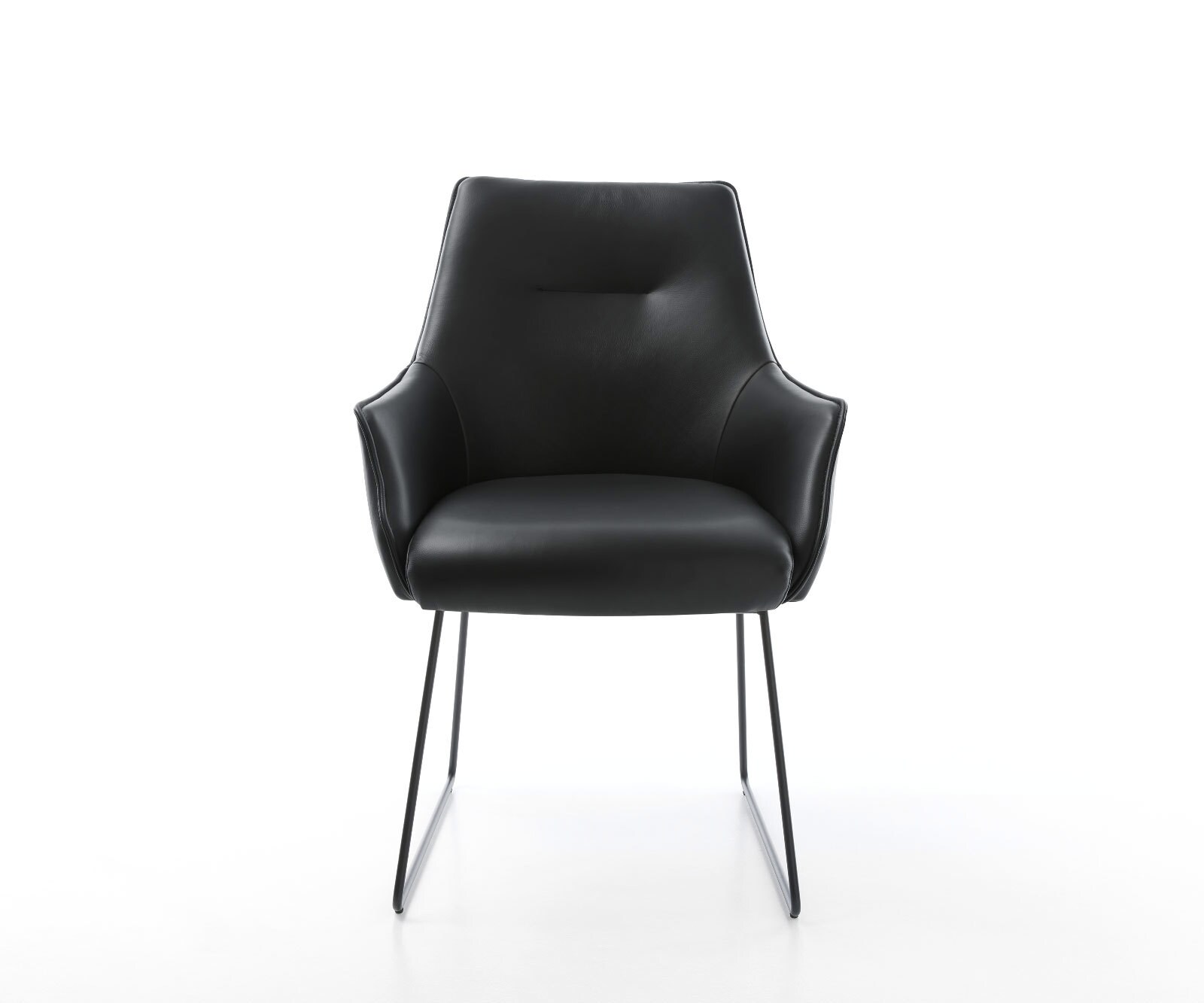 Eetkamerstoel Alja-Flex met armleuning echt leer zwart slipframe zwart pocketveer kern 1 Eetkamerstoel Alja-Flex met armleuning echt leer zwart slipframe zwart pocketveer kern 1