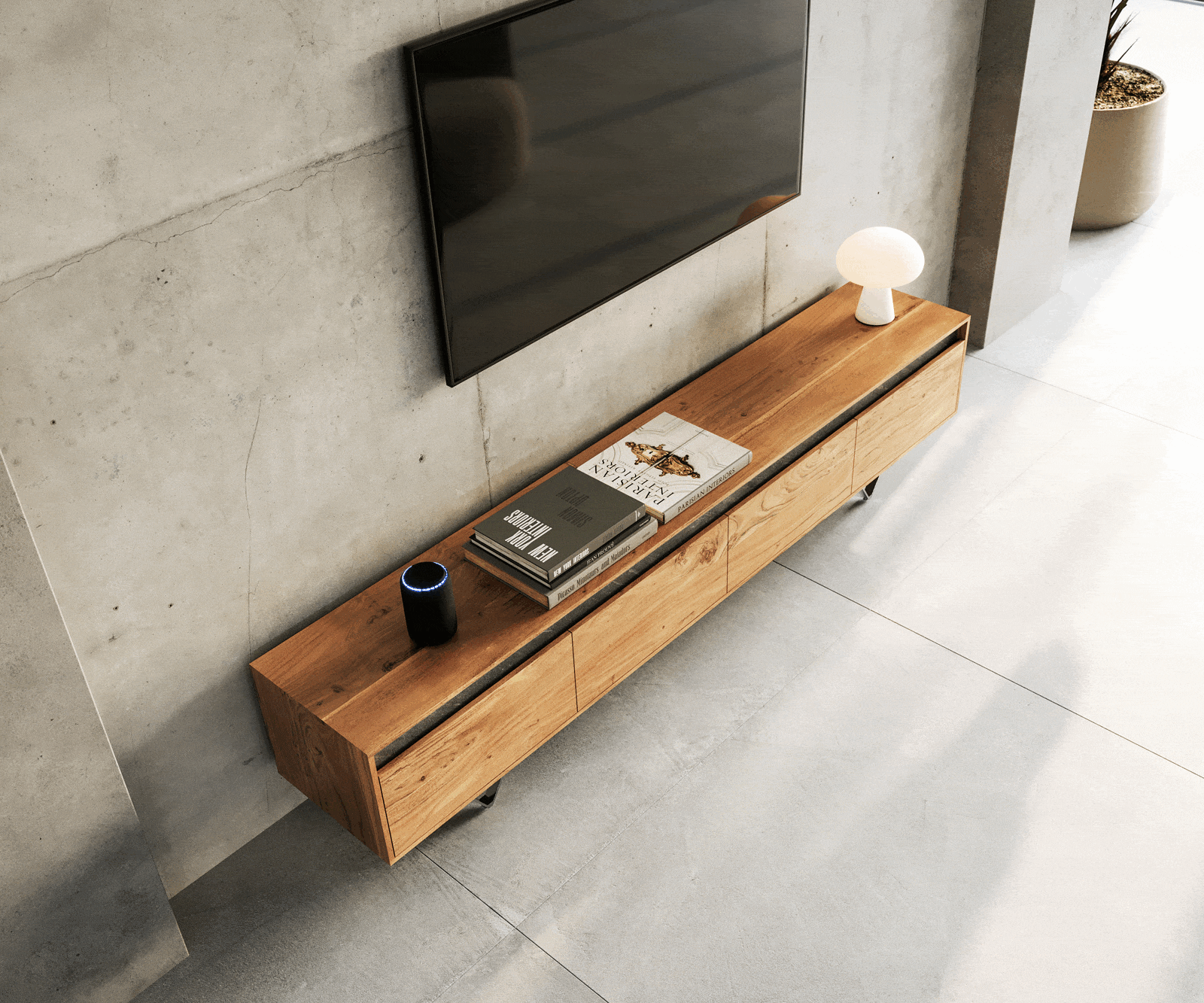 Designer-Tv-meubel Stonegrace 200 cm acacia natuur 4 laden 3