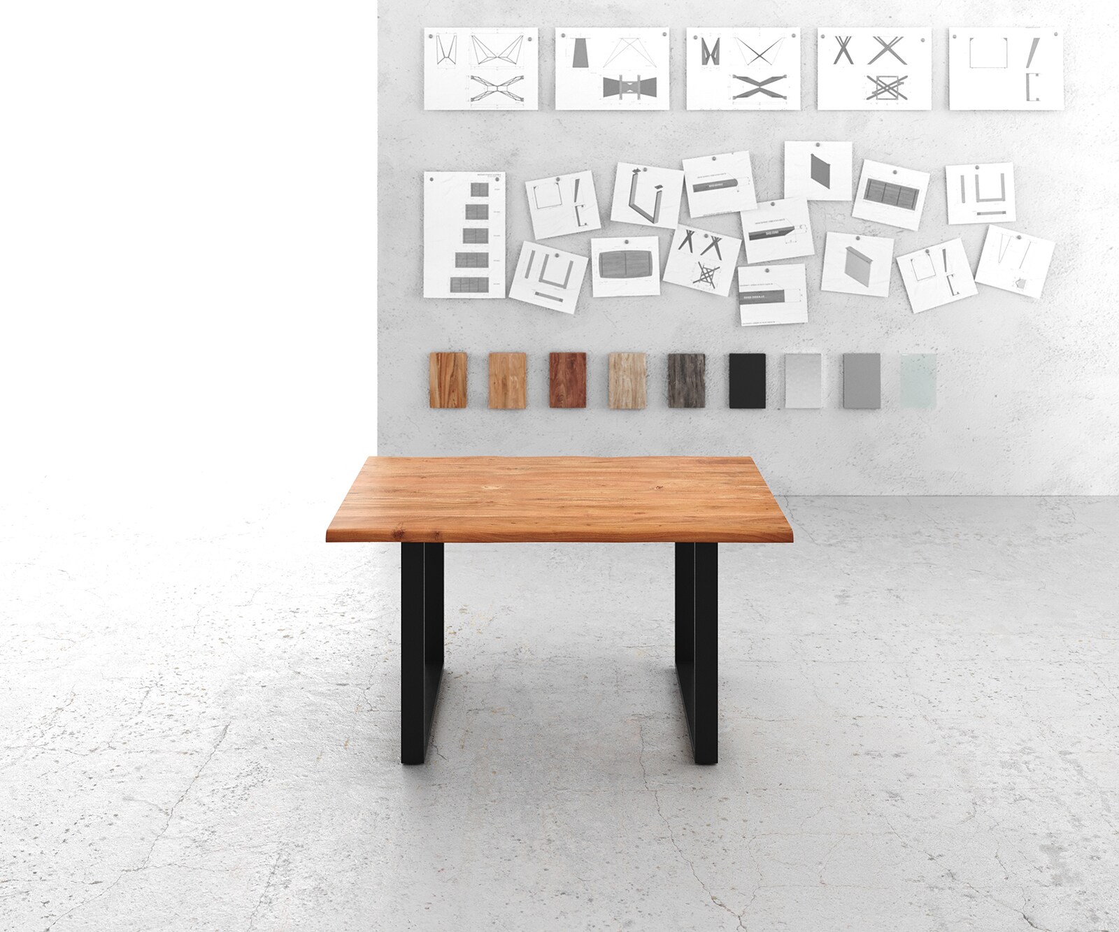 Eettafel Classic-Edge 140x90 acacia natuur metaal zwart 1