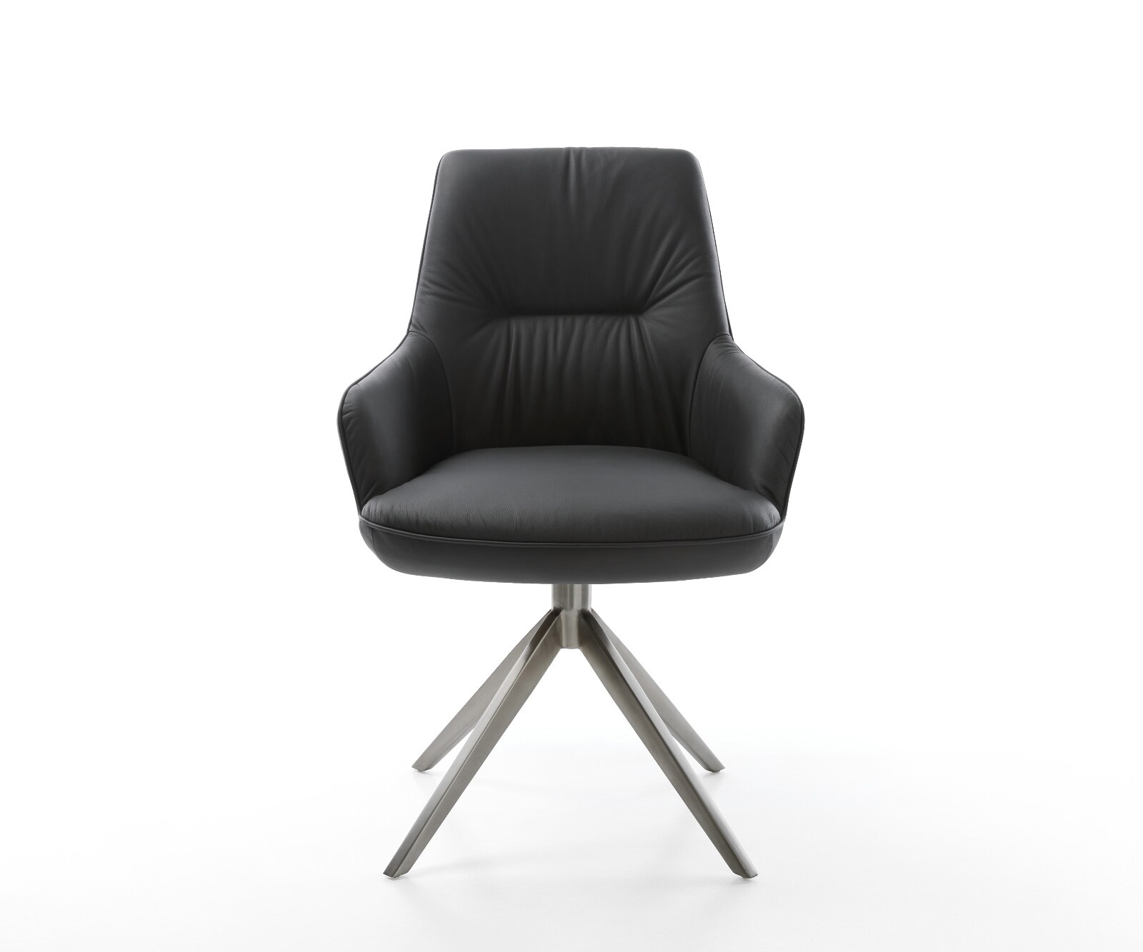 Draaistoel Zelia-Flex met armleuning echt leer zwart kruisframe breed grafiet 360° draaibaar rocker-functie pocketveer kern 2