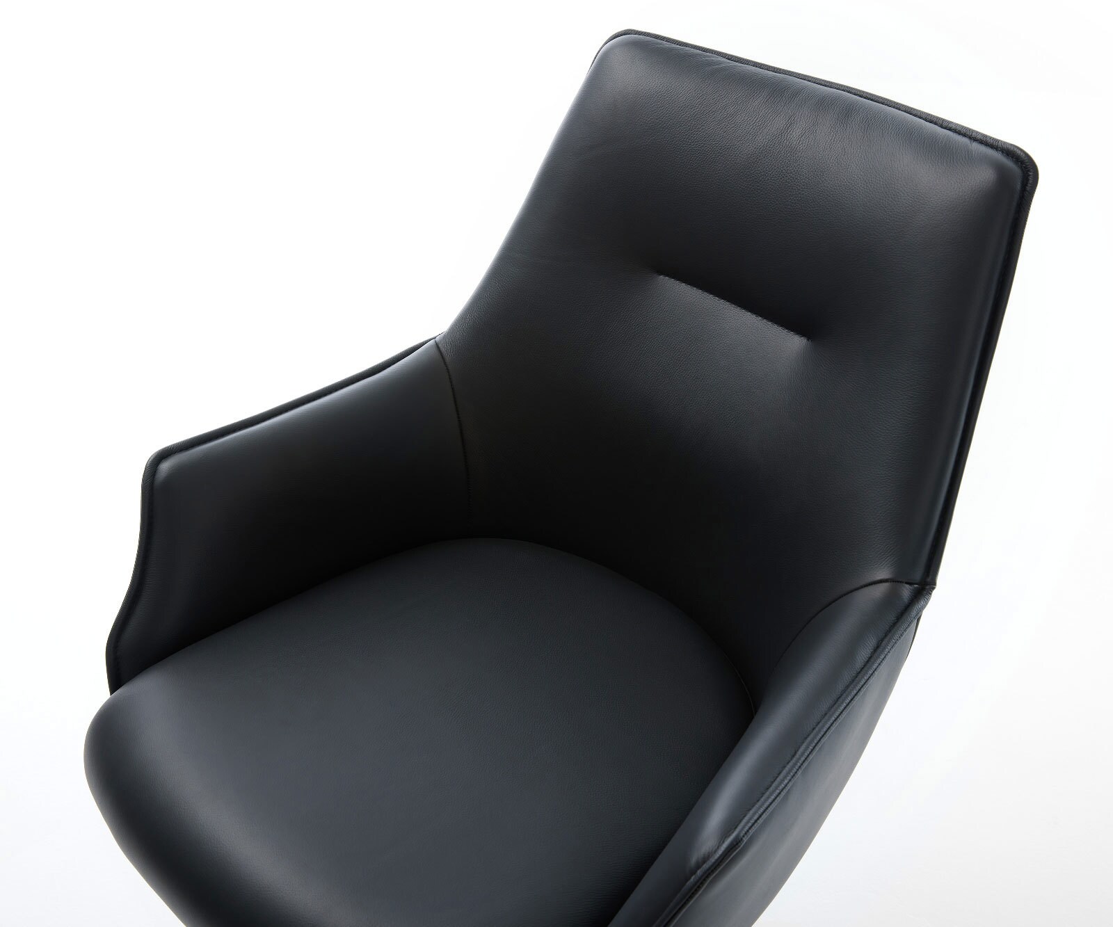 Draaistoel Alja-Flex met armleuning echt leer zwart kruisframe breed afwerking met titanium 360° draaibaar rocker-functie pocketveer kern 3