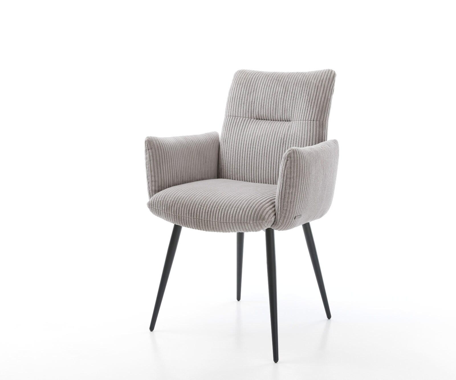 Eetkamerstoel Jova-Flex met armleuning koord zilver grijs 4-poot conisch zwart pocketveer kern 1