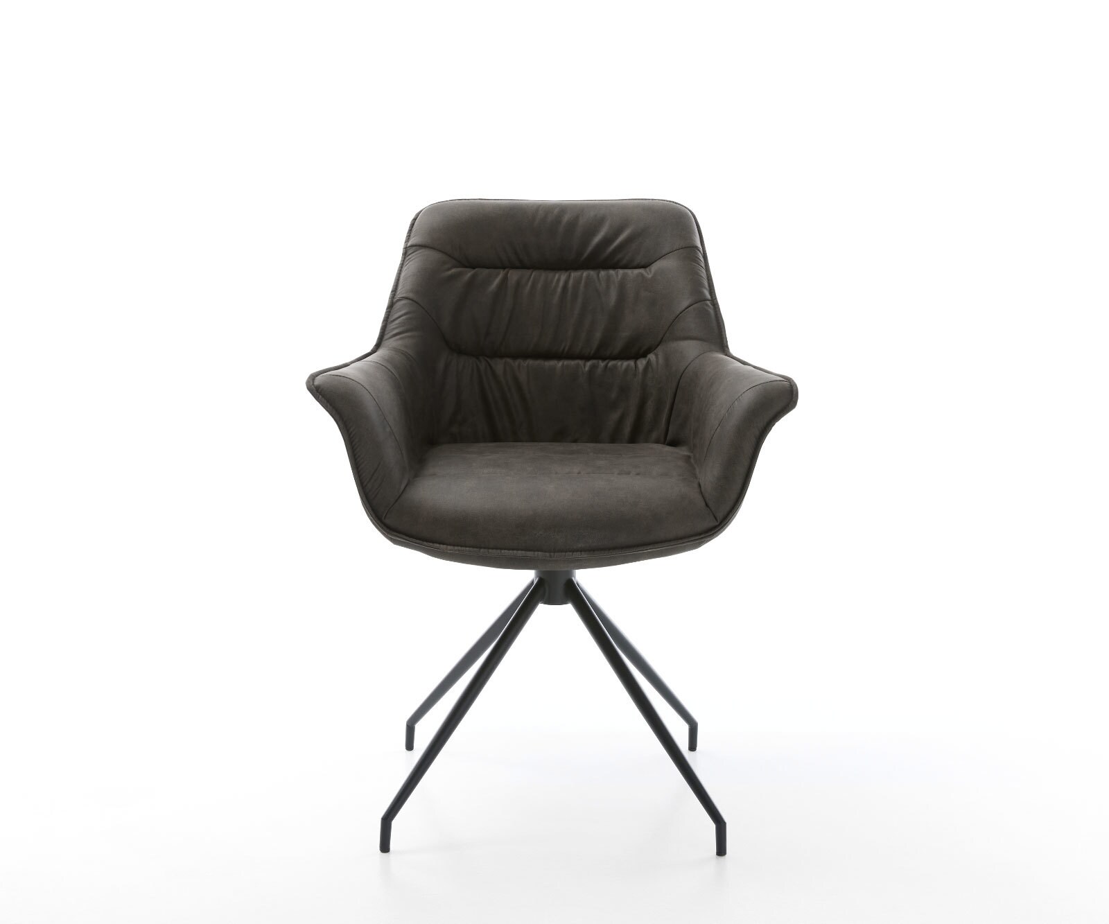 Eetkamerstoel Kaira-Flex microvelours antraciet vintage kruisframe conisch zwart 1 Eetkamerstoel Kaira-Flex microvelours antraciet vintage kruisframe conisch zwart 1