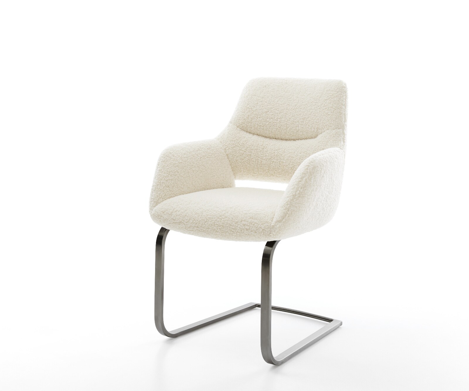 Sledemodel Yago-Flex met armleuning teddy beige sledemodel vlak grafiet pocketveer kern