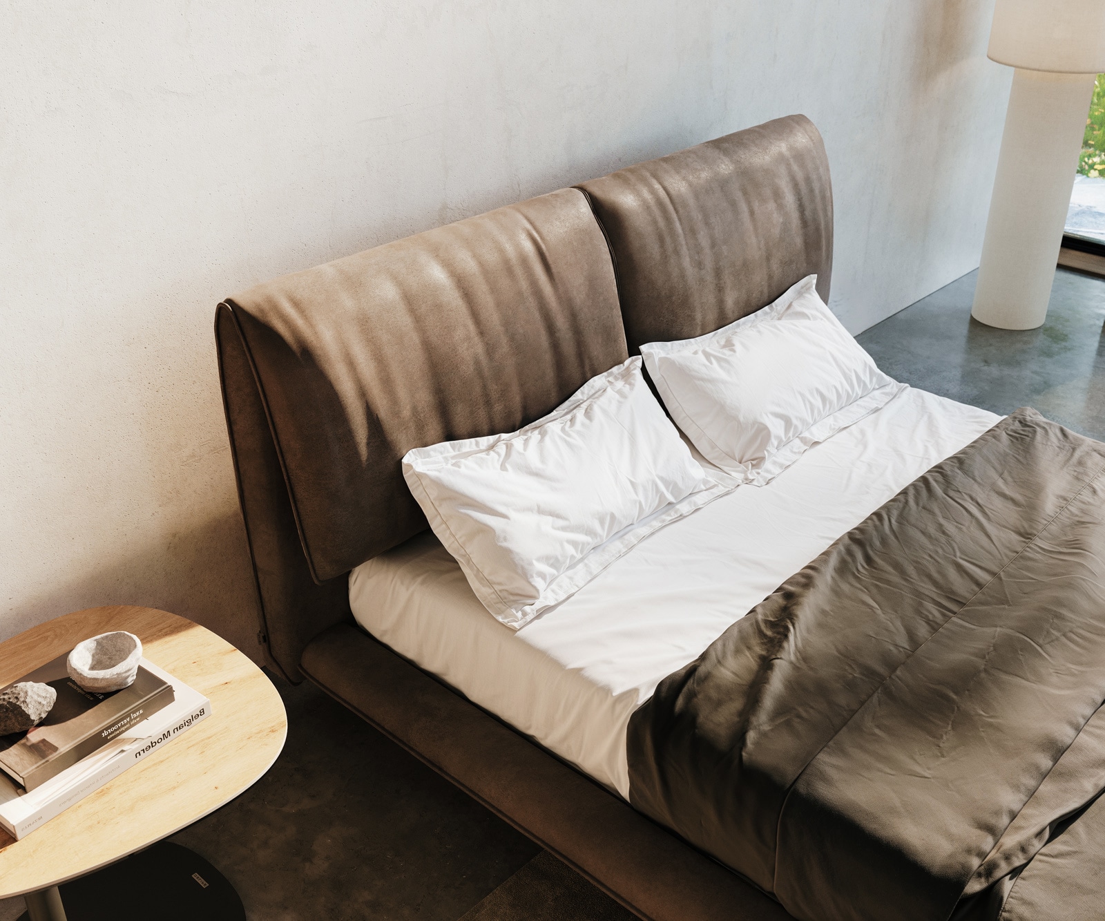 Bedframe Cusino 140x200 cm microvezel taupe vintage 4