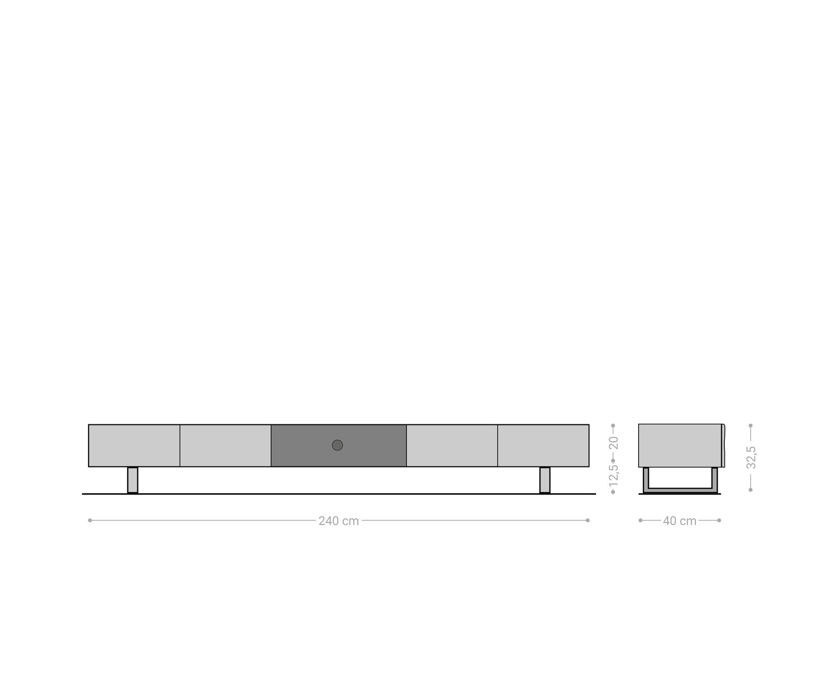 TV-meubel New Live-Edge 240 cm acacia natuur 4 deuren 1 metalen glijpoot zwart 6