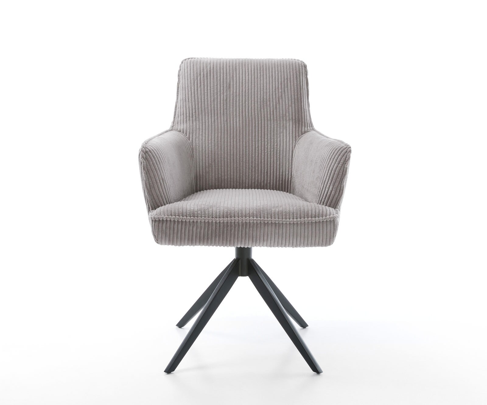 Draaistoel Heira-Flex met armleuning koord zilver grijs kruisframe breed zwart 360° draaibaar rocker-functie pocketveer kern 1