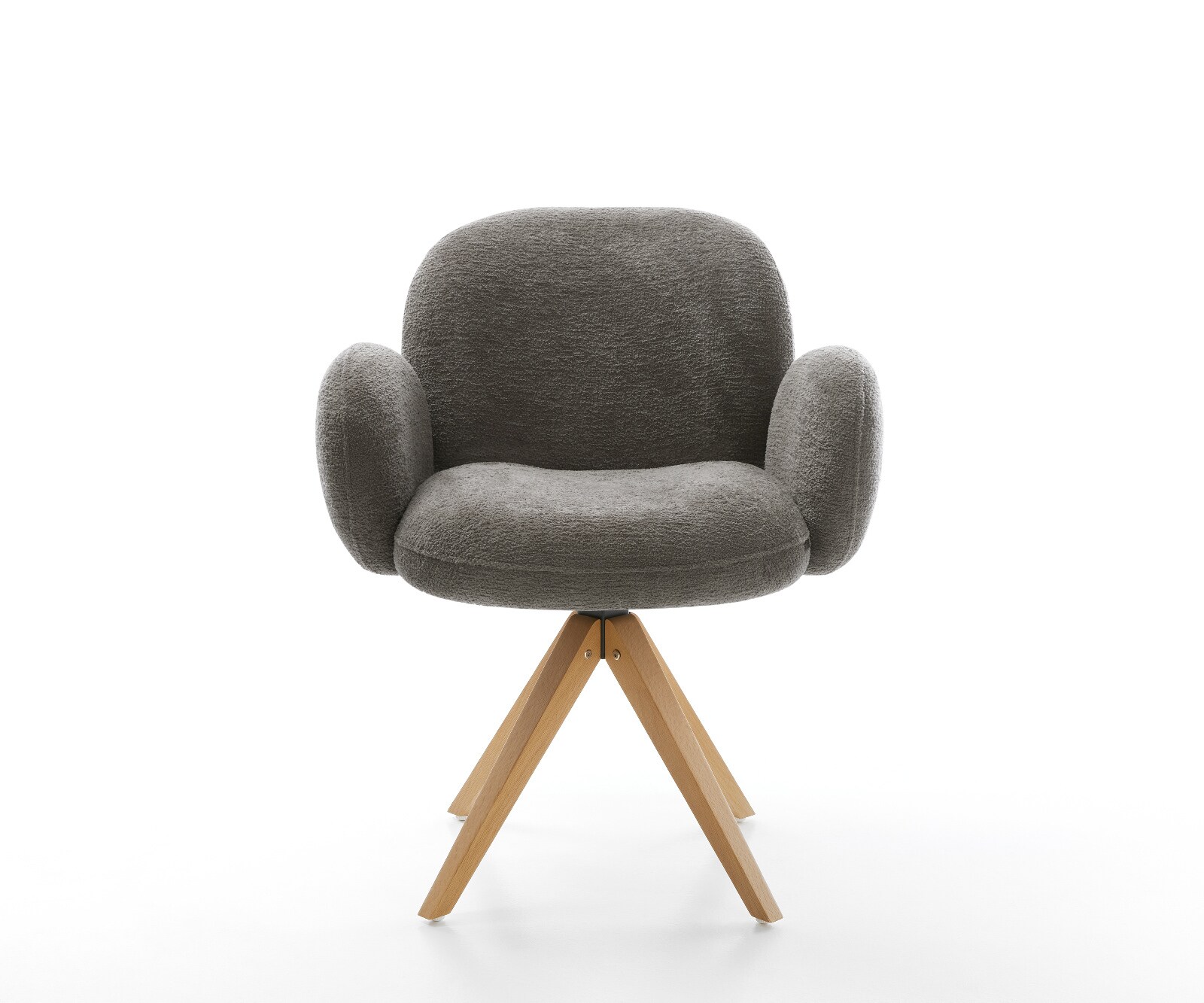 Draaistoel Nube-Flex met armleuning bouclé zacht mud houten frame hoekig natuur 180° draaibaar pocketveer kern 2