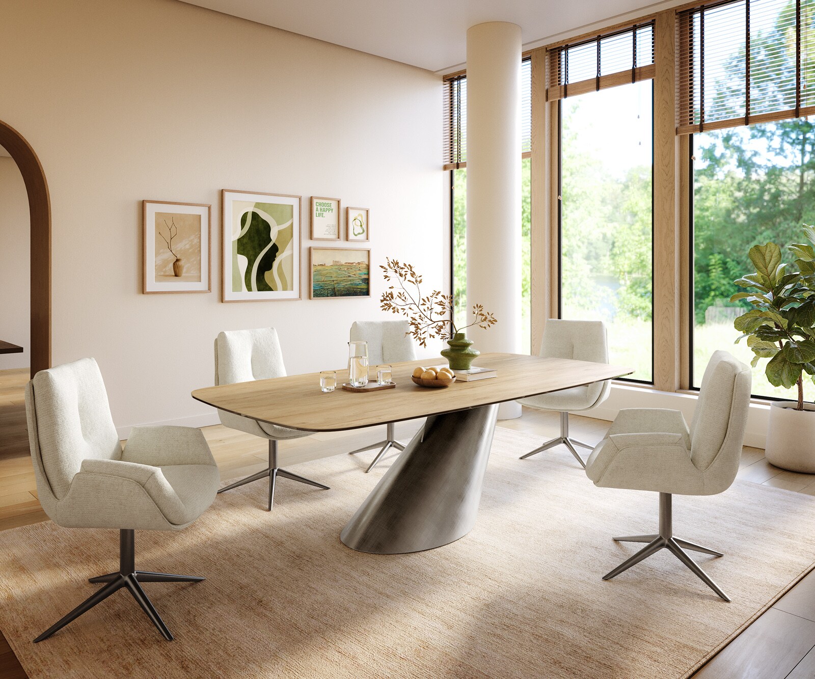 Eettafel Edge Boot 240x120 cm Keramiek Laminam® Sabbia Eichefarbig Cono Metaalic Zilver 6