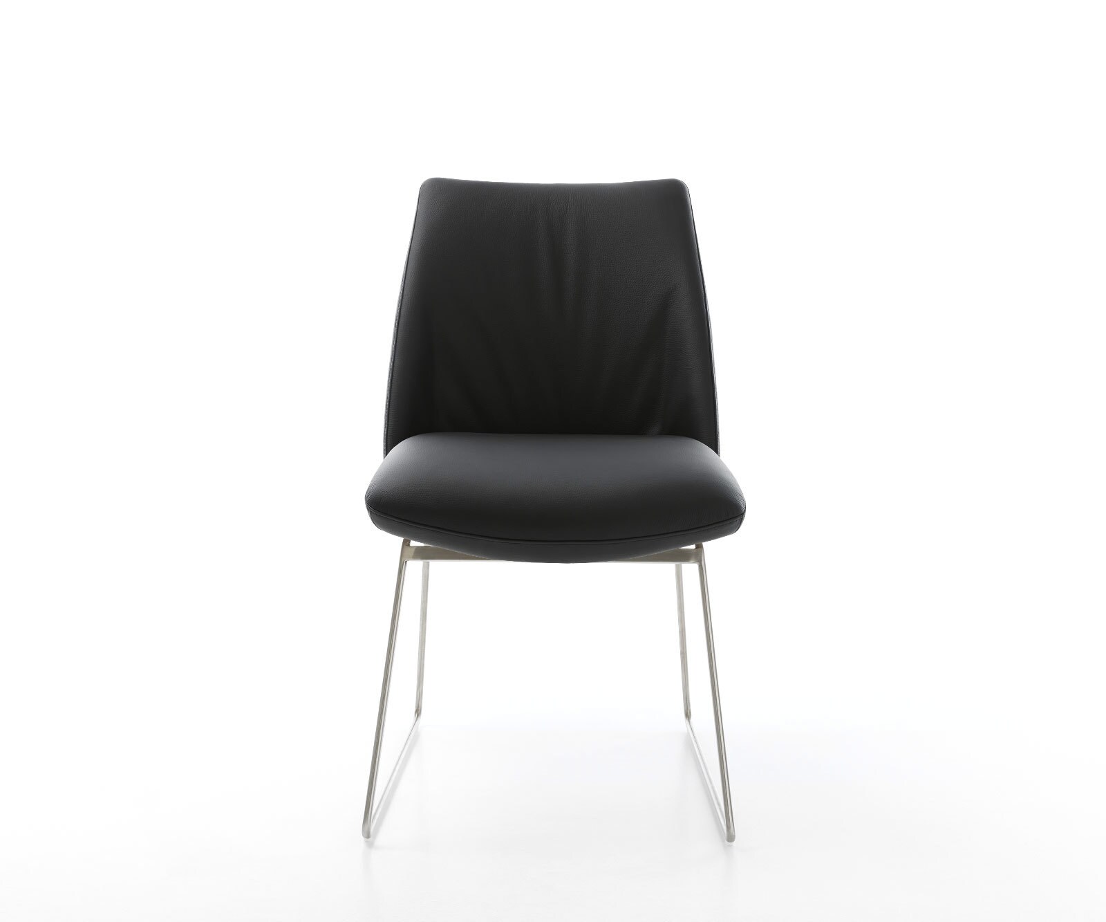 Eetkamerstoel Elso-Flex echt leer zwart slipframe roestvrij staal pocketveer kern 2