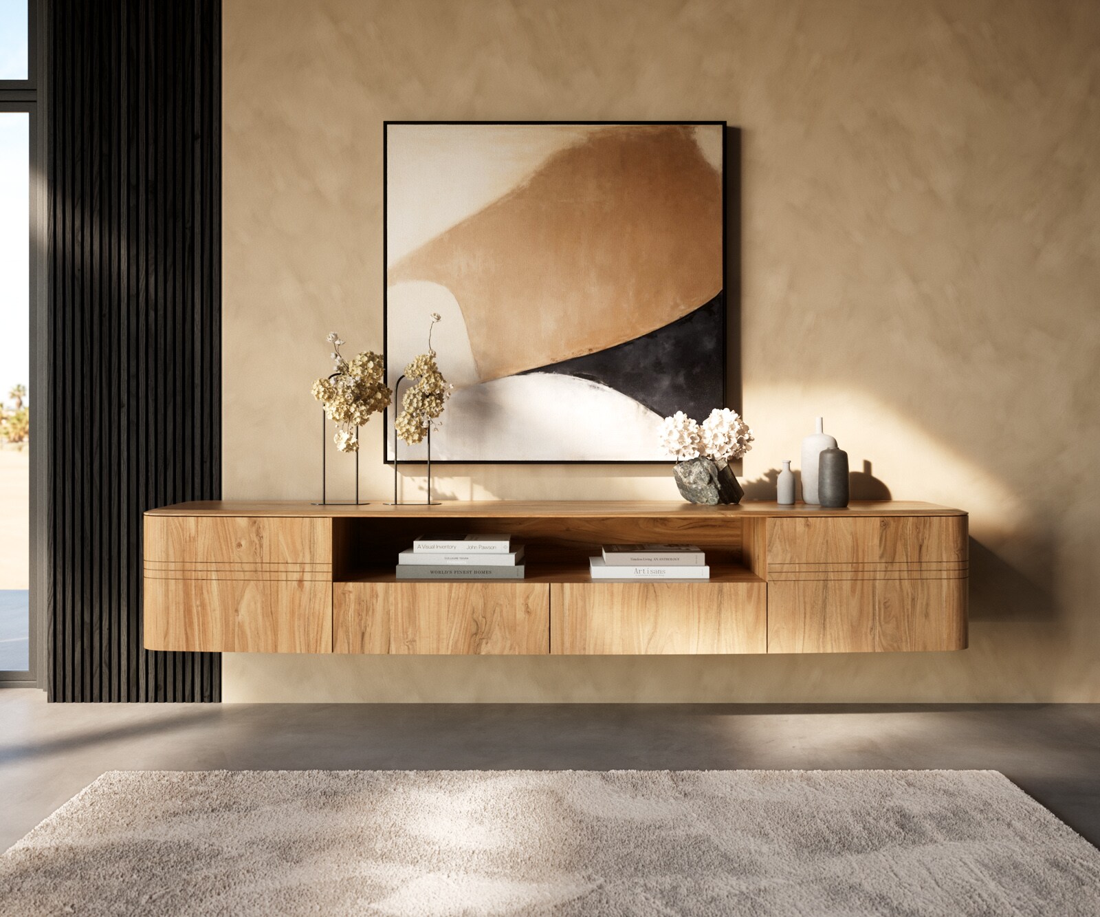 Tv-meubel Nagaru 240 cm acacia aura 2 deuren 2 laden 1 vak zwevend 1