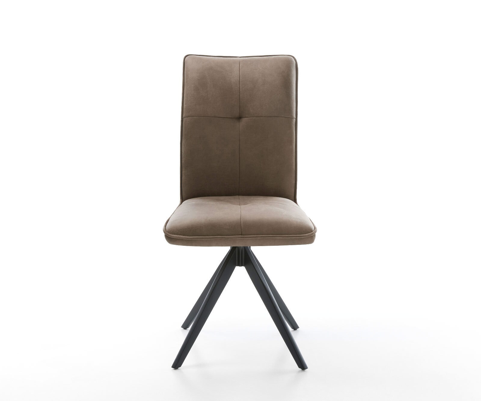 Eetkamerstoel Maddy-Flex microvelours taupe vintage kruisframe hoekig zwart 1 Eetkamerstoel Maddy-Flex microvelours taupe vintage kruisframe hoekig zwart 1