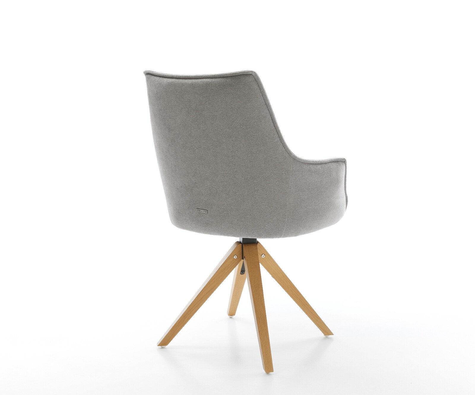 Draaistoel Alja-Flex met armleuning zachte stof met structuur grijs houten frame hoekig natuur 180° draaibaar pocketveer kern 5